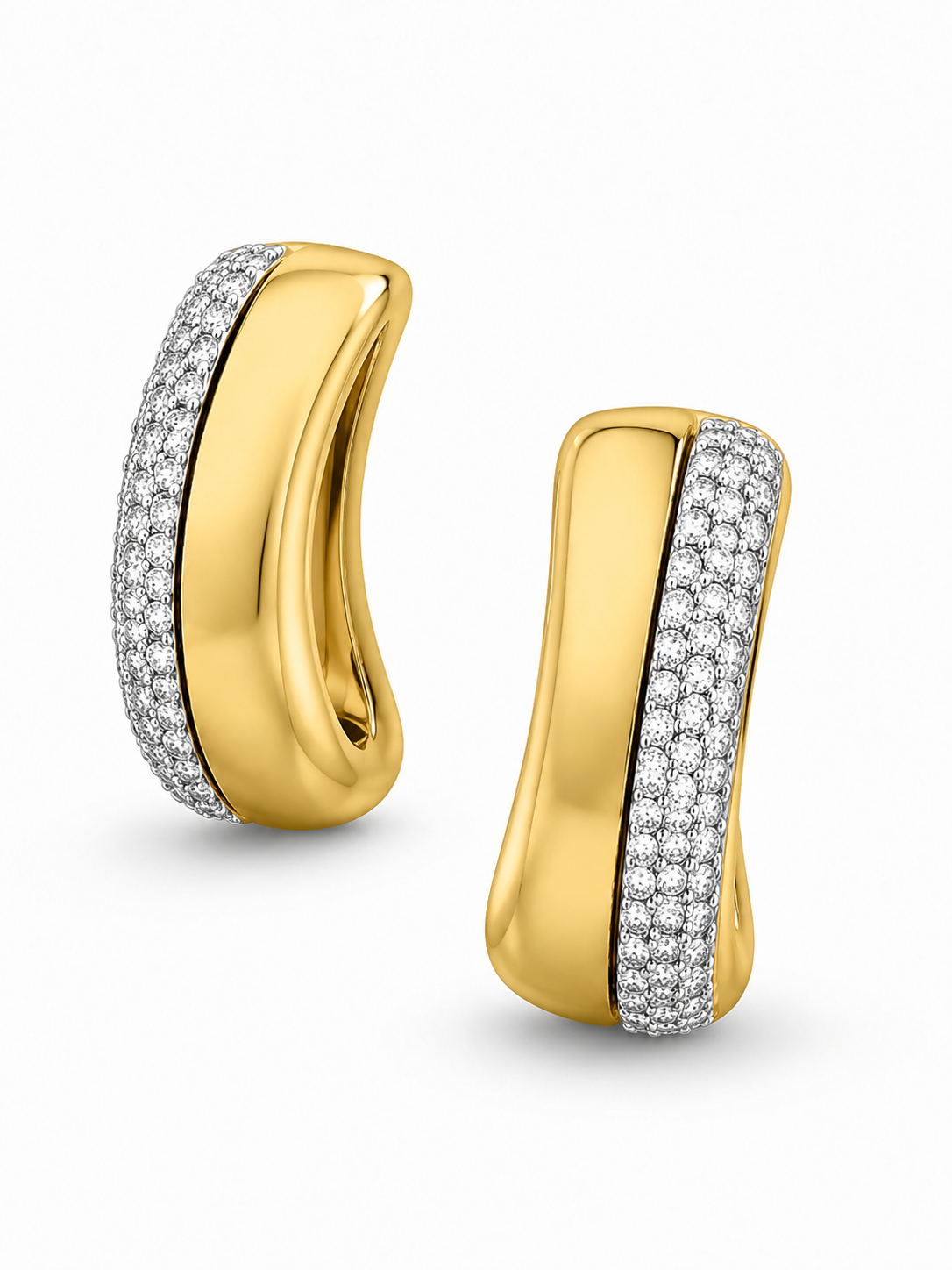Xuping Zirkon Baget Taşlı Gold Küpe