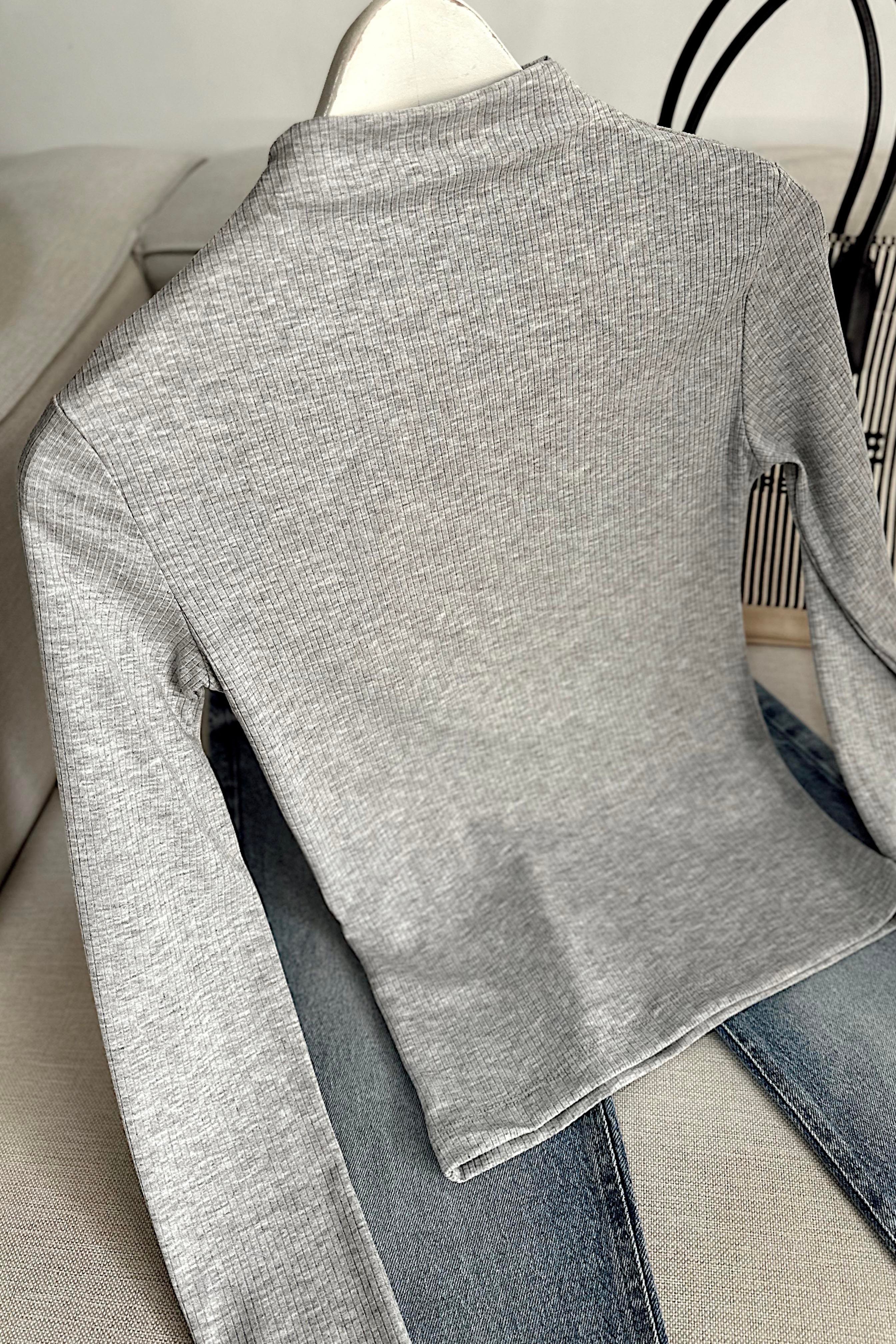Yarı Balıkçı Fitilli Bluz Gri