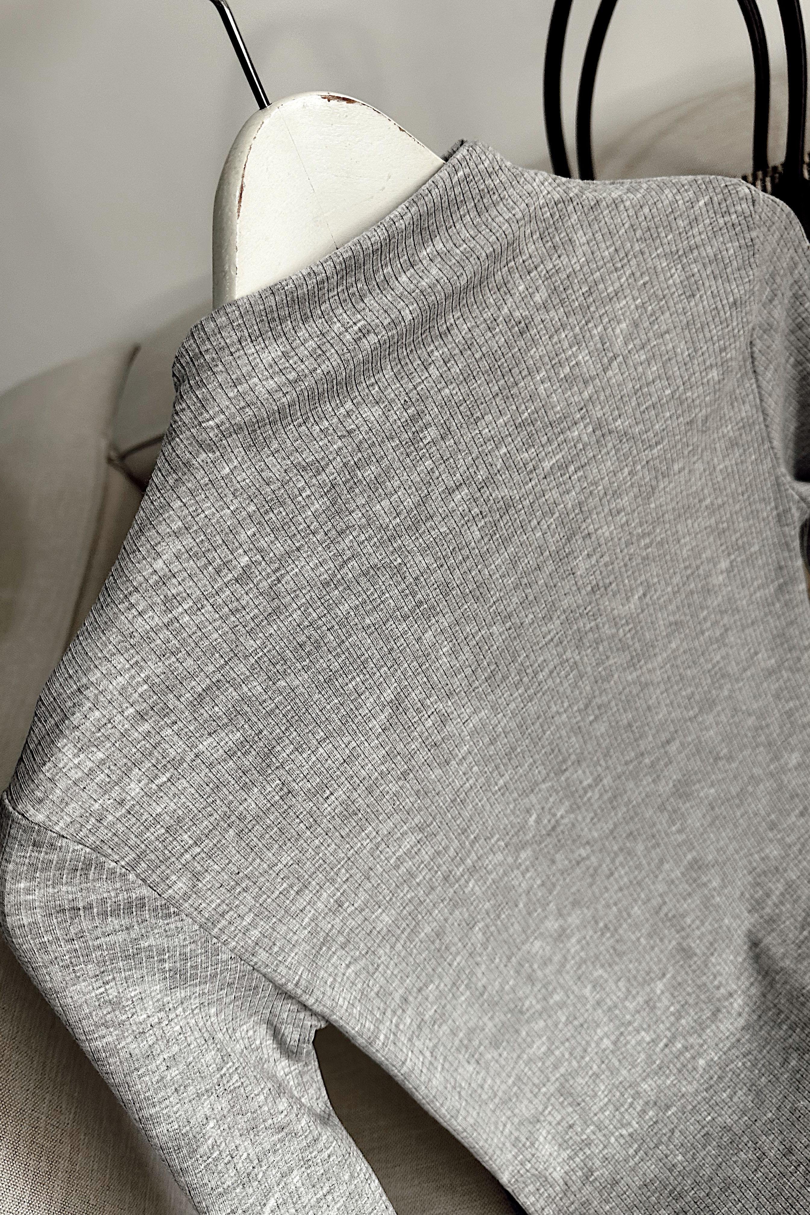 Yarı Balıkçı Fitilli Bluz Gri