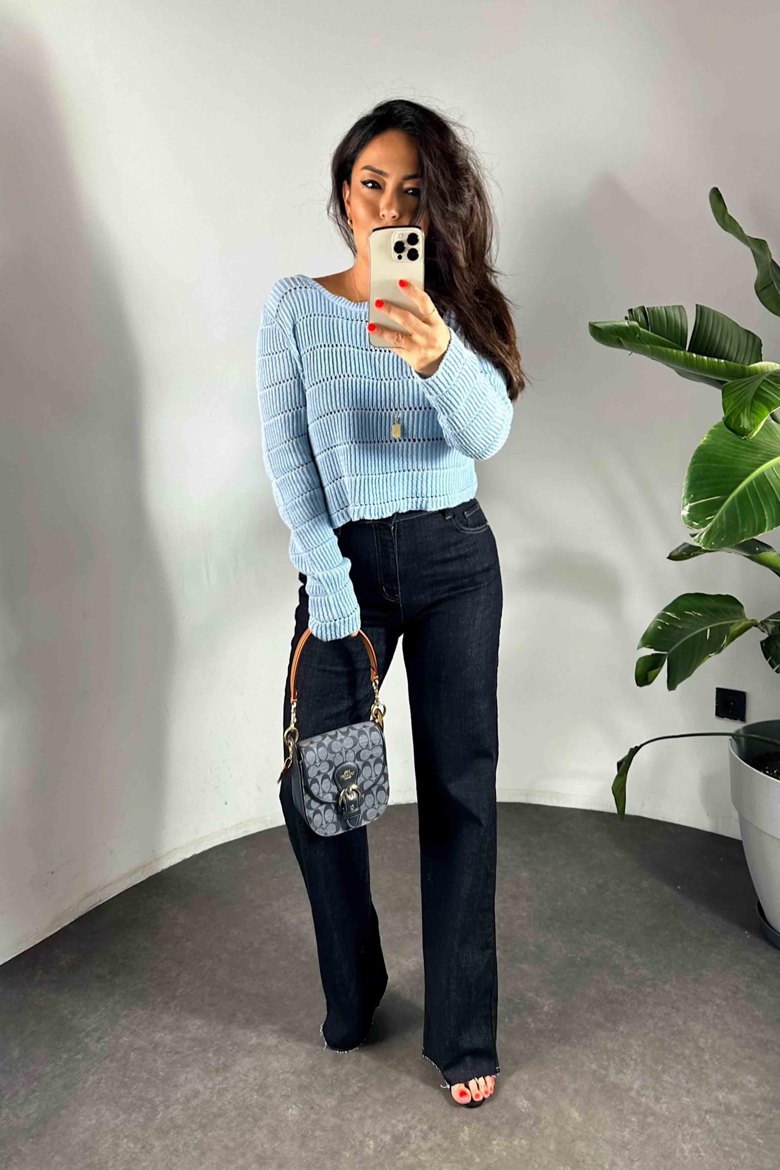Yüksek Bel Boyfit Jean Kadın Pantolon Koyu Mavi