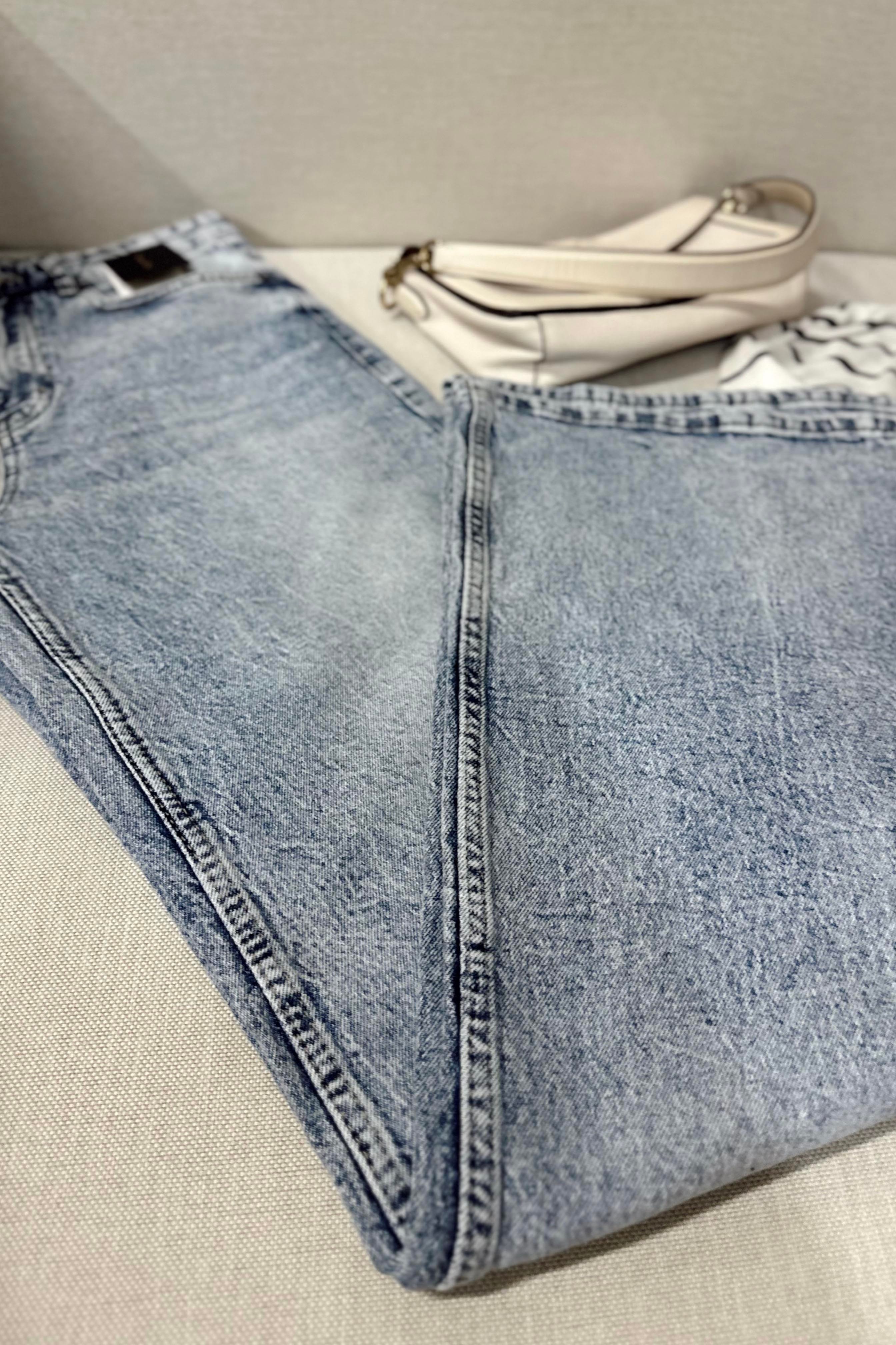 Yüksek Bel Ice Blue Flare Jean Pantolon Mavi