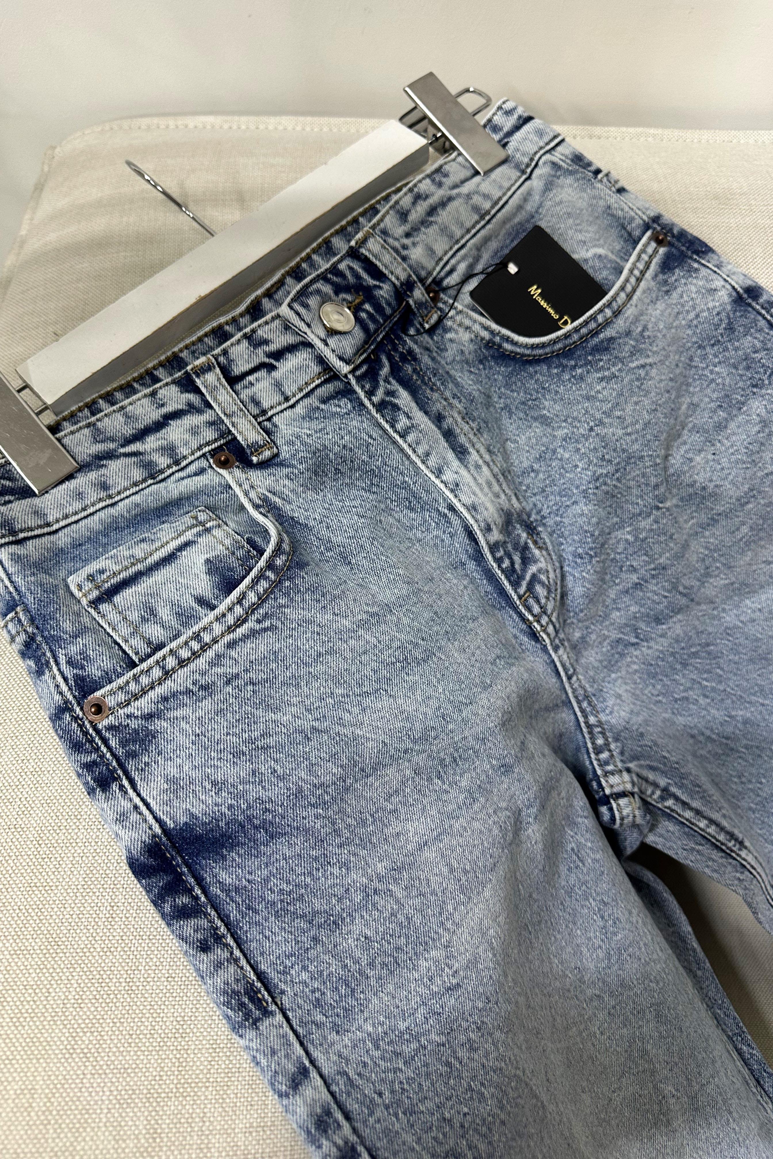 Yüksek Bel Ice Blue Flare Jean Pantolon Mavi