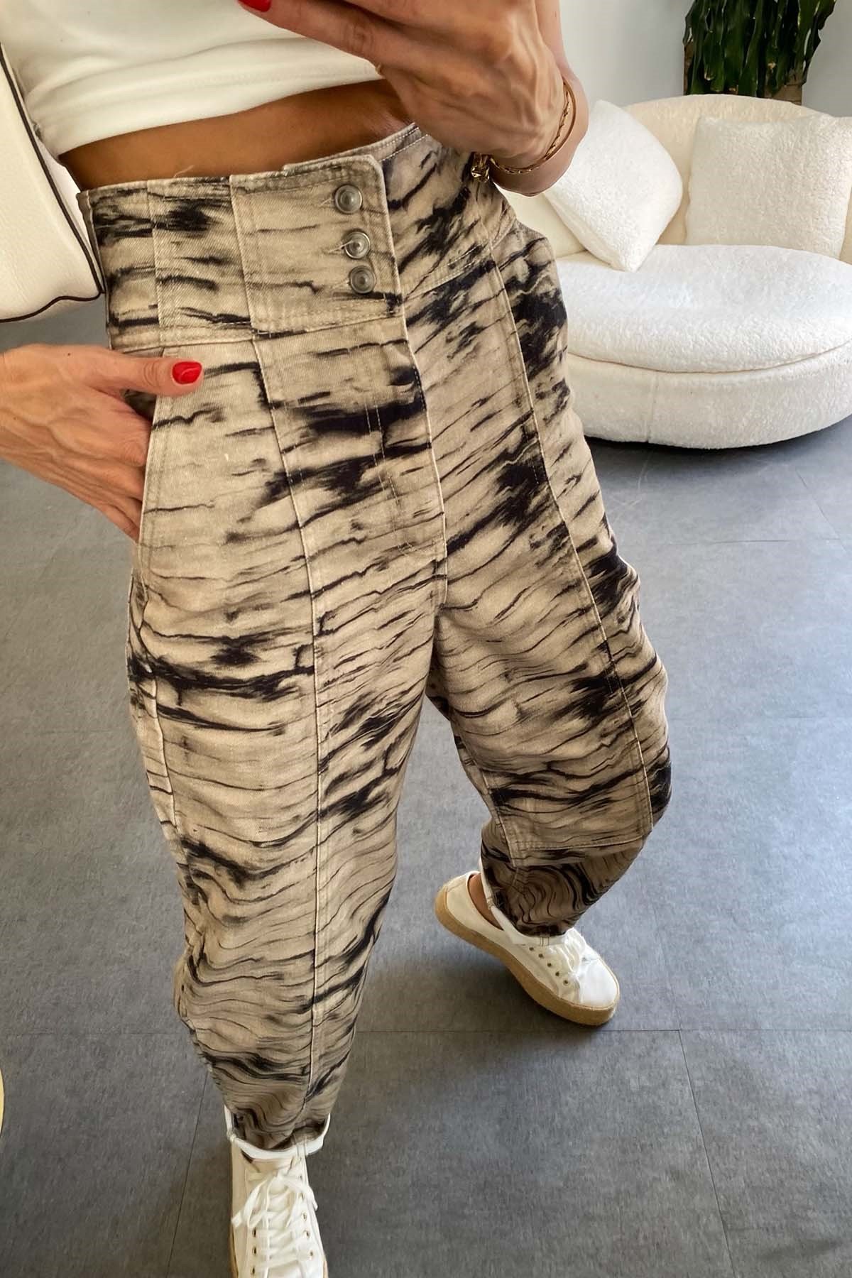 Yüksek Bel Slouchy Jean Pantolon Koyu Bej