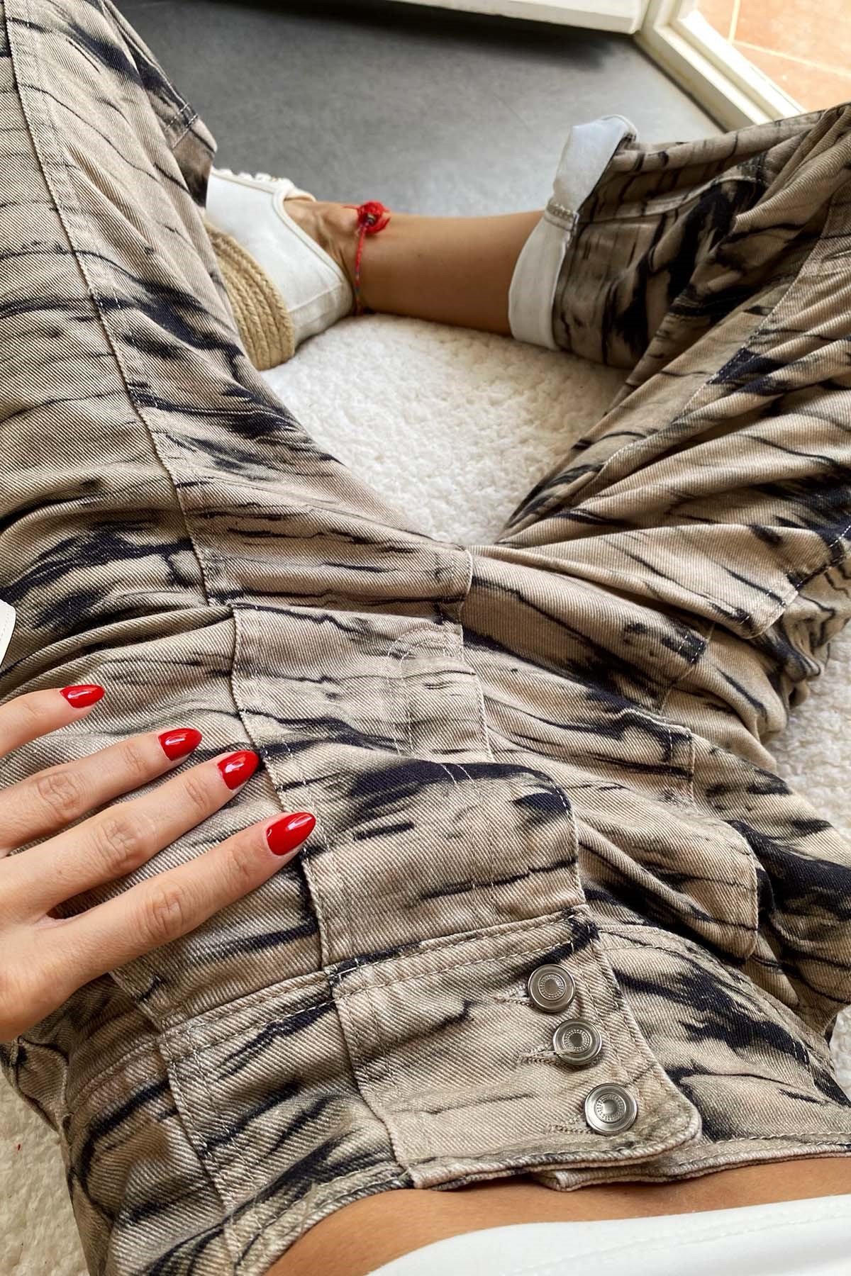 Yüksek Bel Slouchy Jean Pantolon Koyu Bej