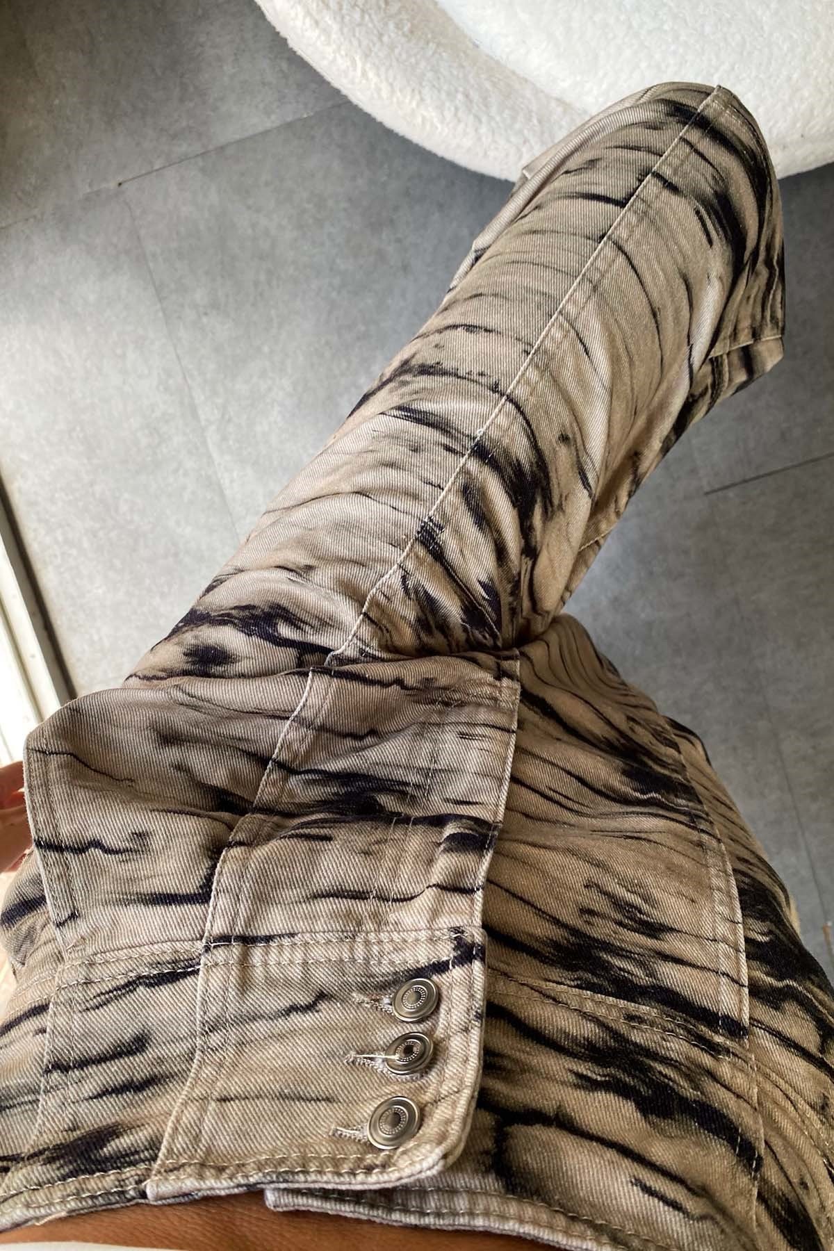 Yüksek Bel Slouchy Jean Pantolon Koyu Bej