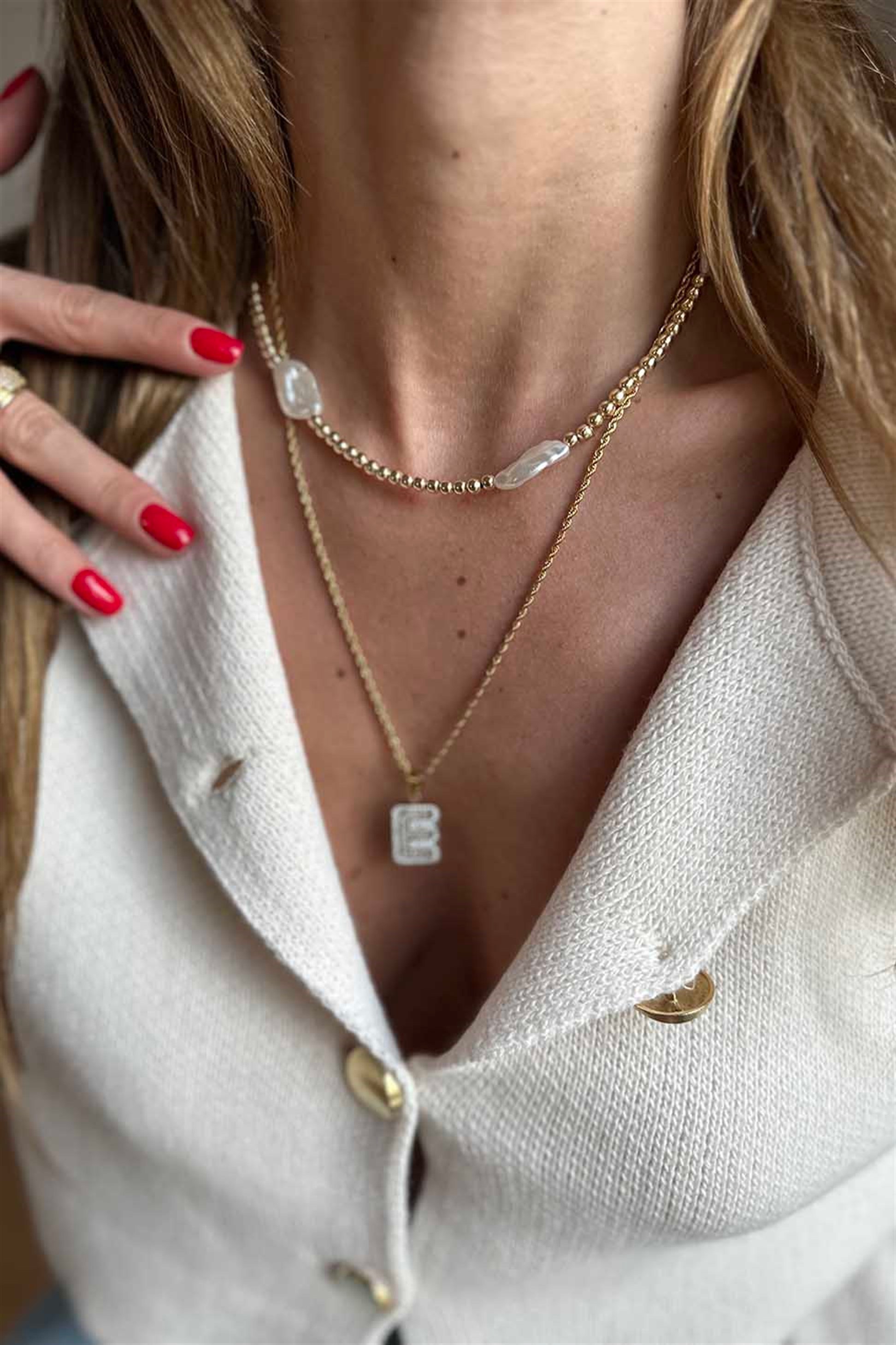 Zirkon Taşlı Harf Kolye GOLD