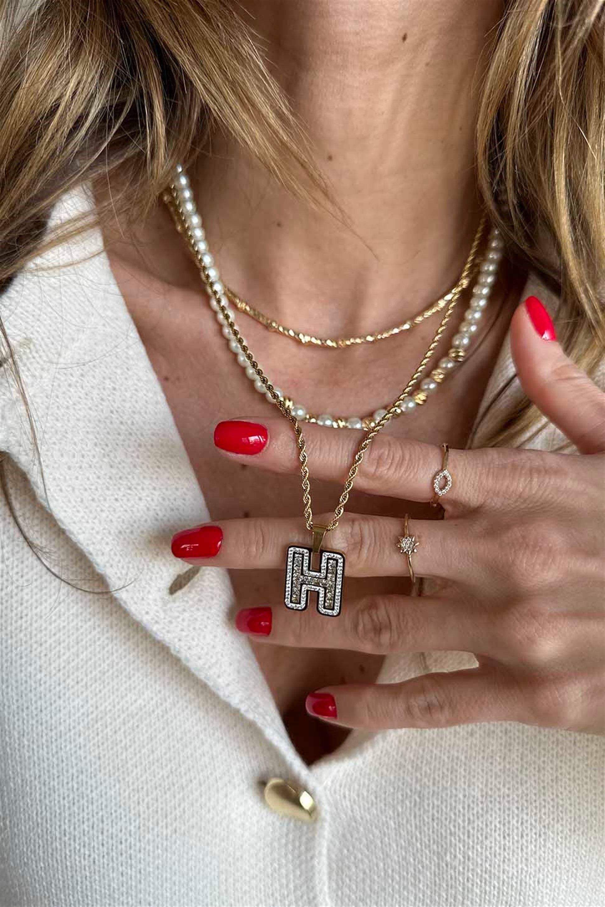 Zirkon Taşlı Harf Kolye GOLD