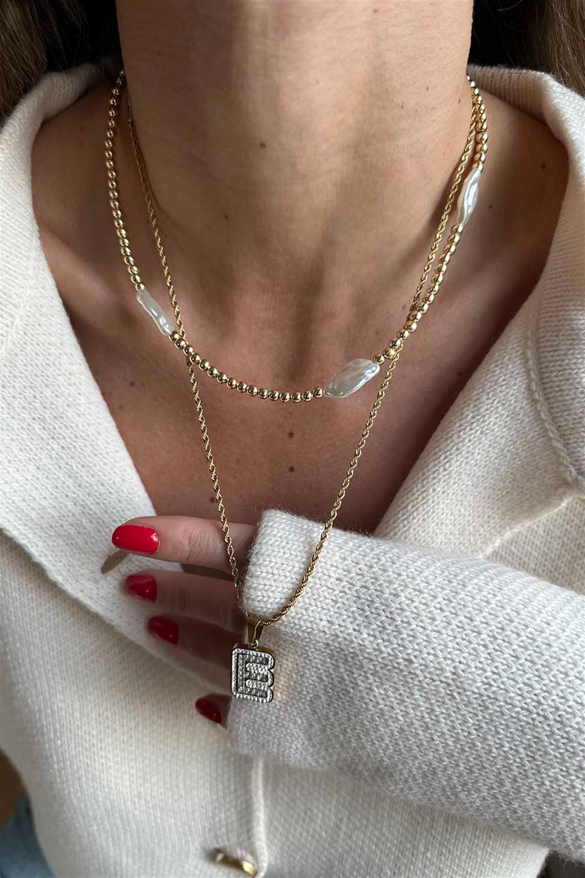 Zirkon Taşlı Harf Kolye GOLD