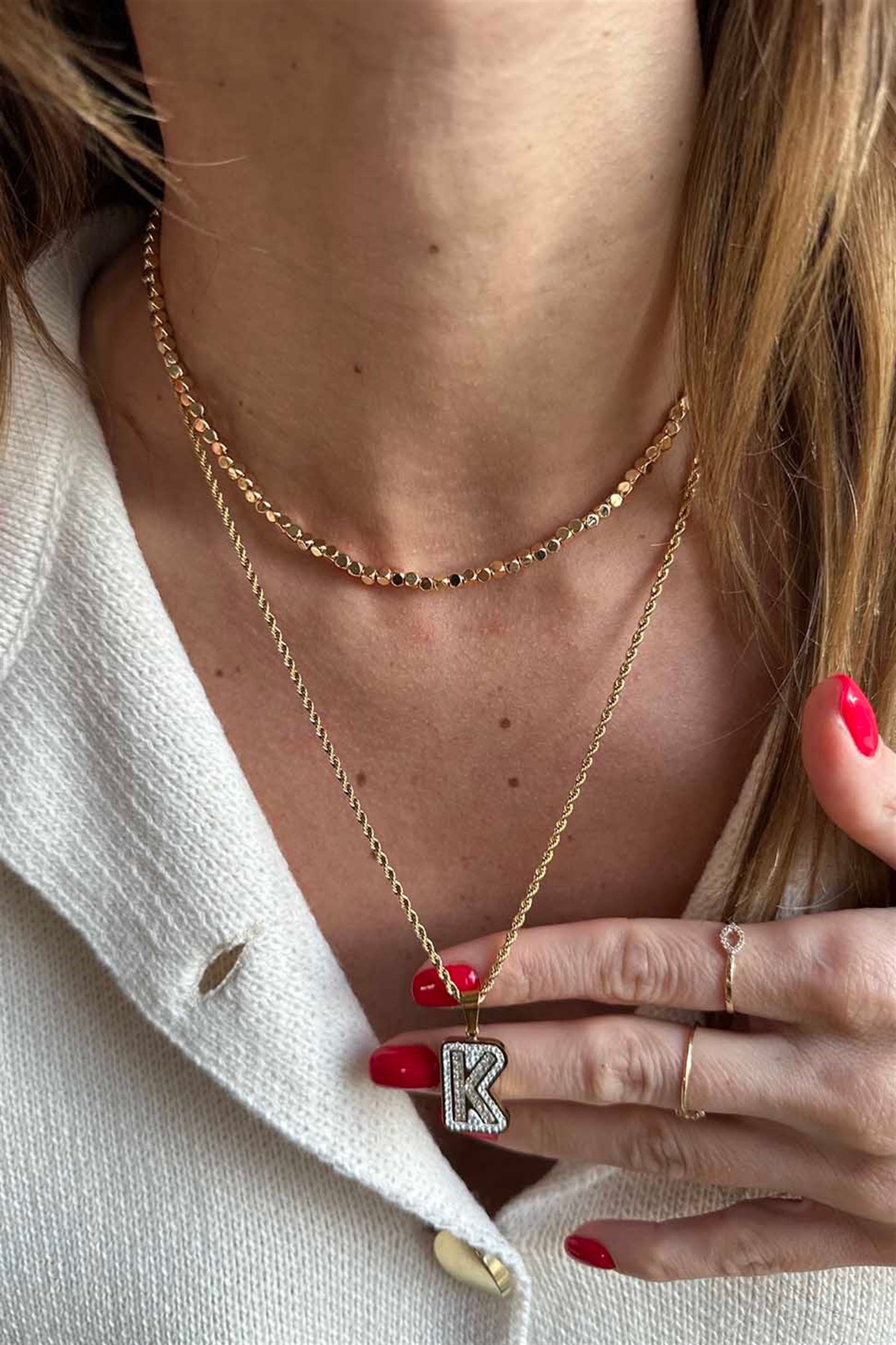 Zirkon Taşlı Harf Kolye GOLD