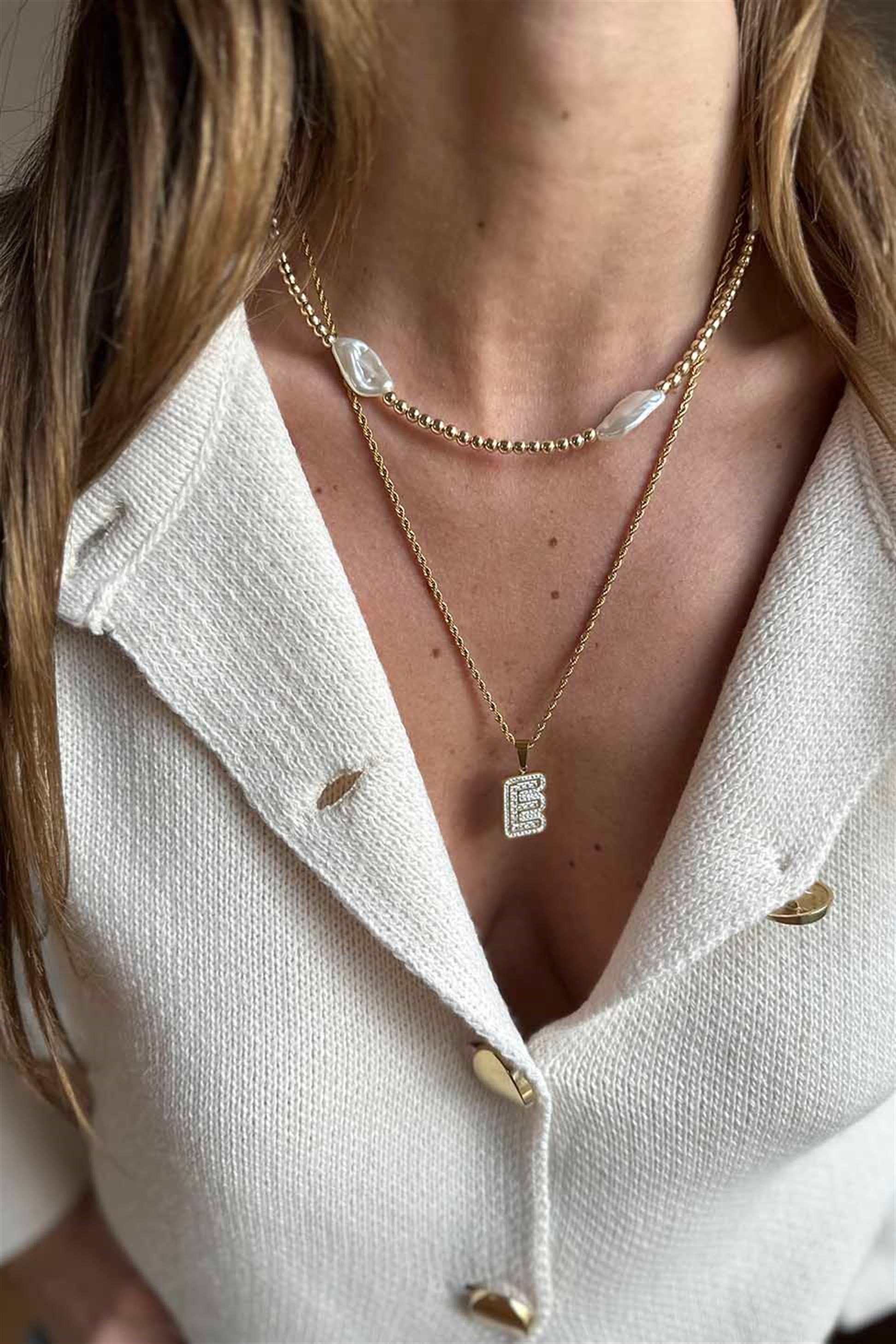 Zirkon Taşlı Harf Kolye GOLD