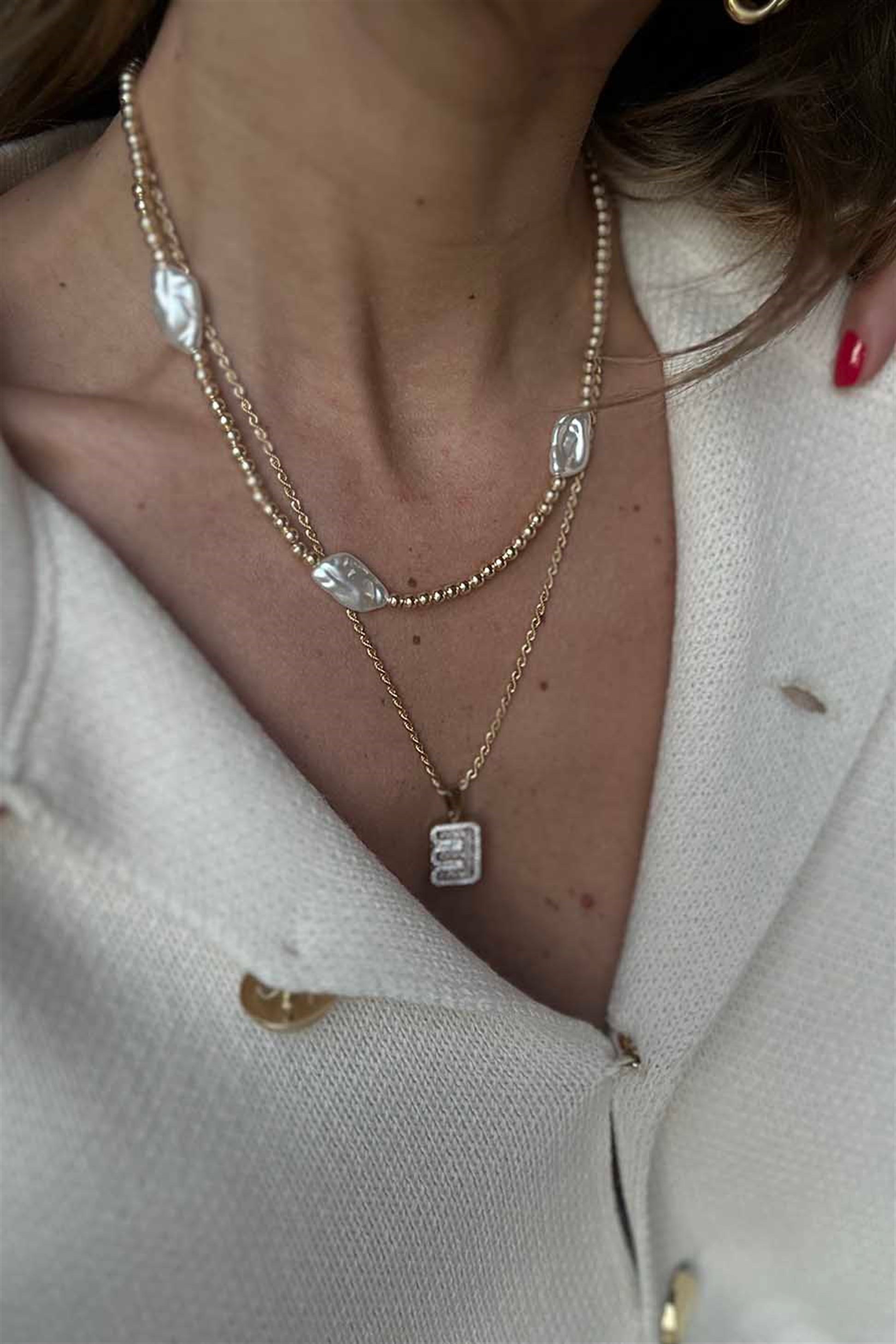 Zirkon Taşlı Harf Kolye GOLD