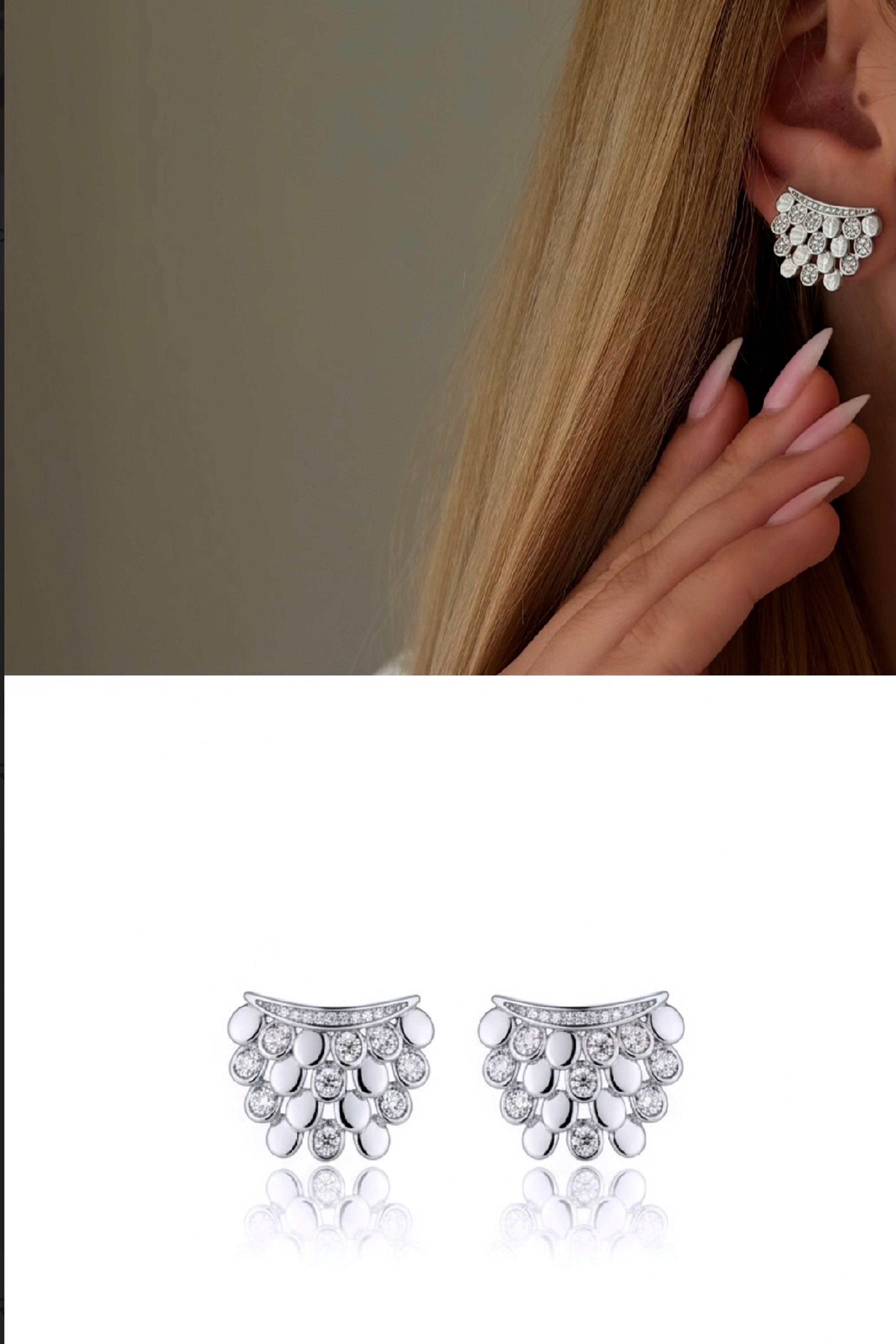 Zirkon Taşlı Silver Petek Küpe