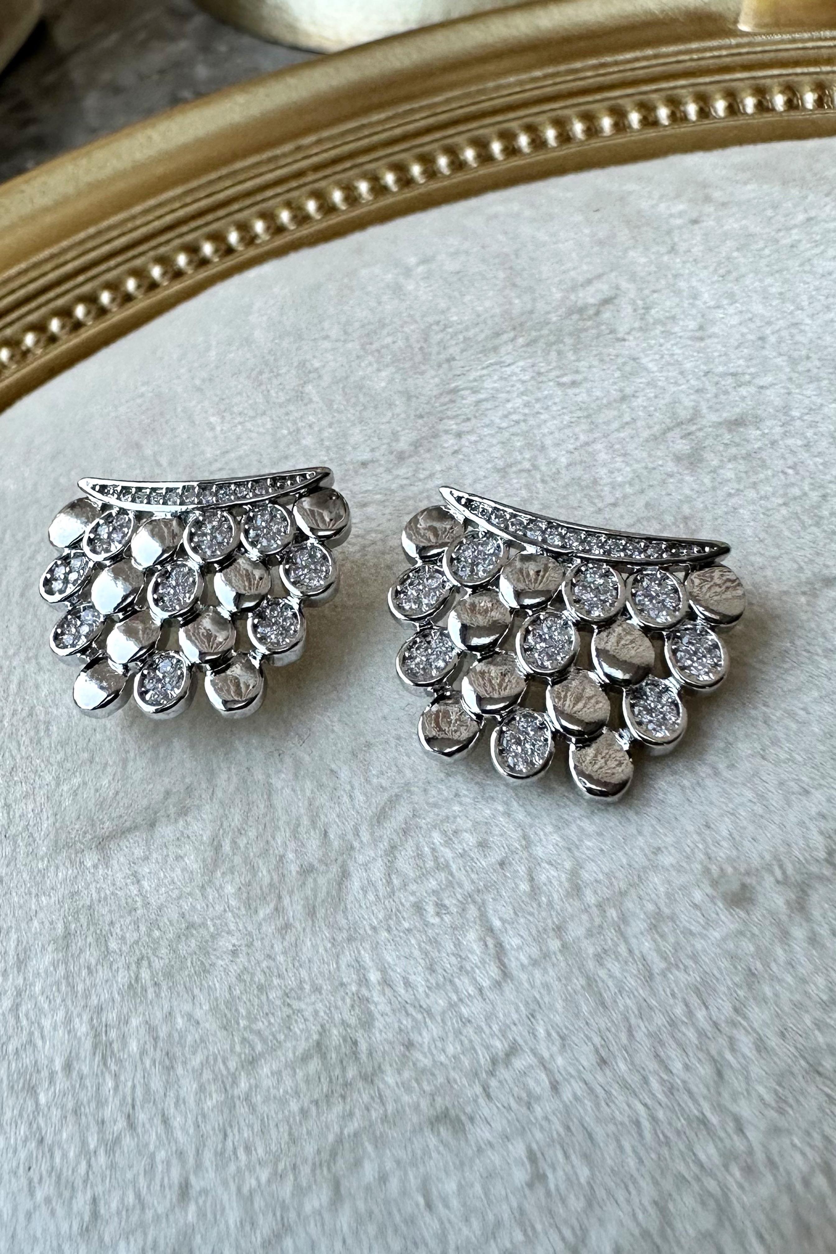 Zirkon Taşlı Silver Petek Küpe
