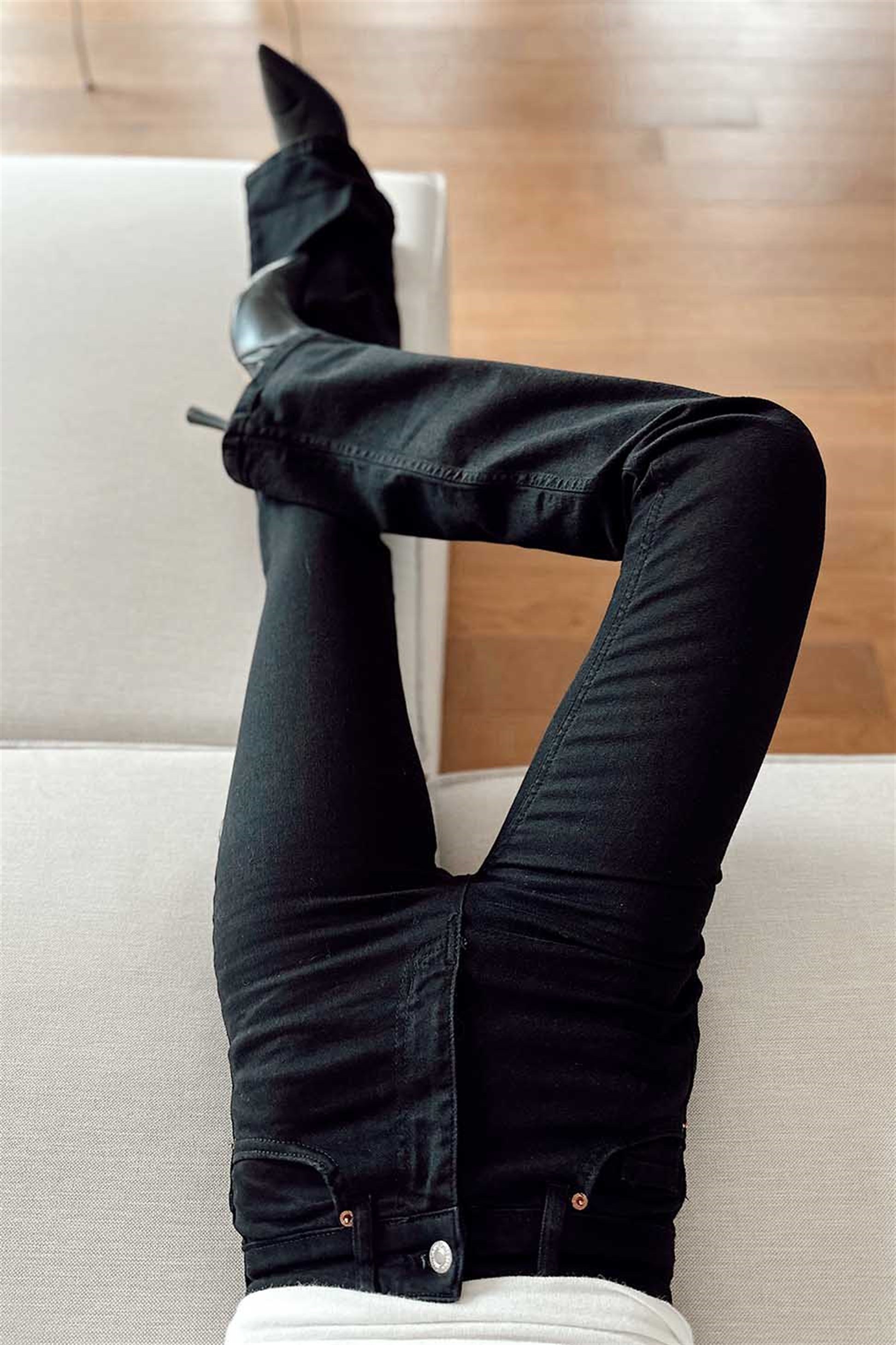Zra Marka Model Yüksek Bel İspanyol Paça Pantalon Siyah