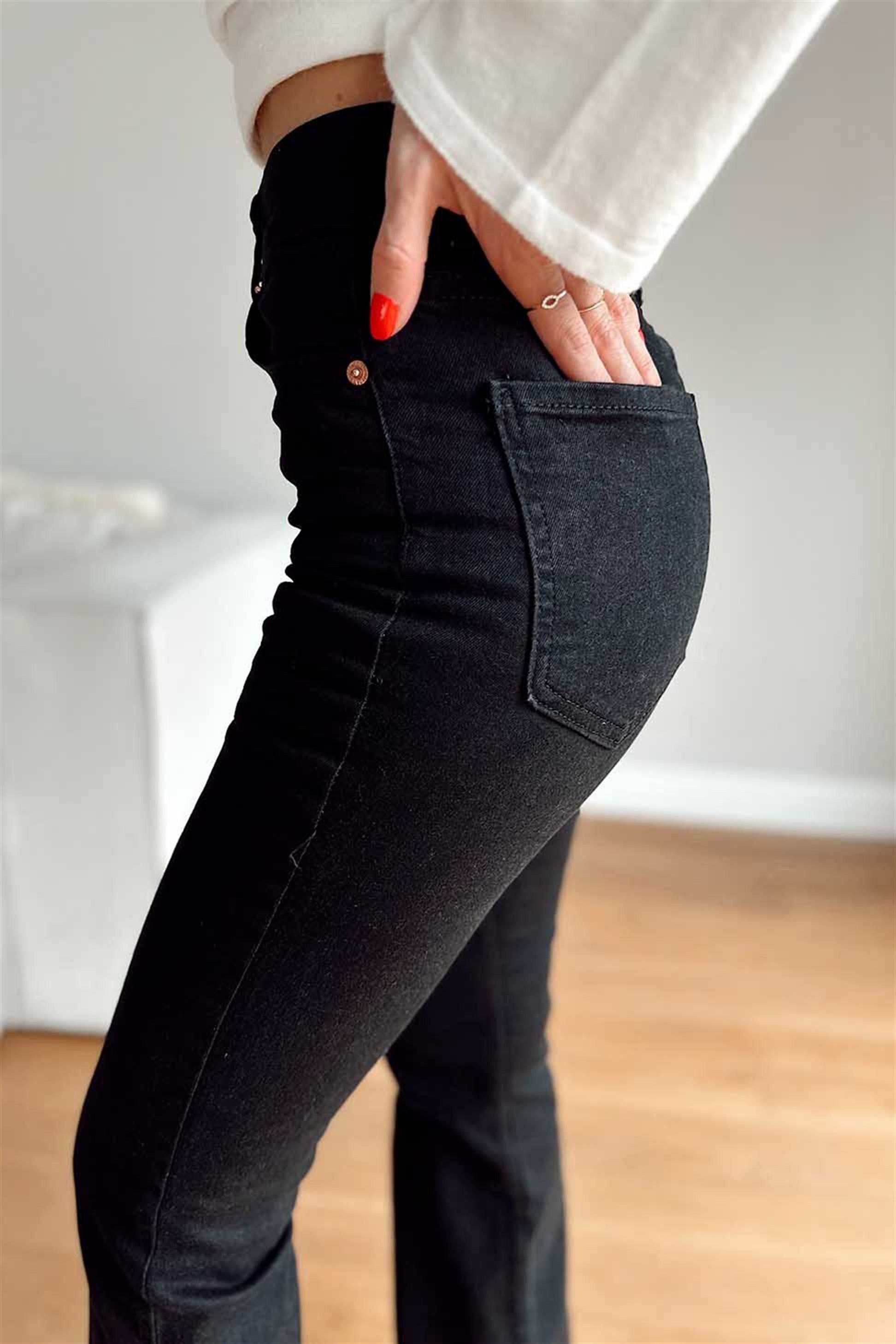 Zra Marka Model Yüksek Bel İspanyol Paça Pantalon Siyah