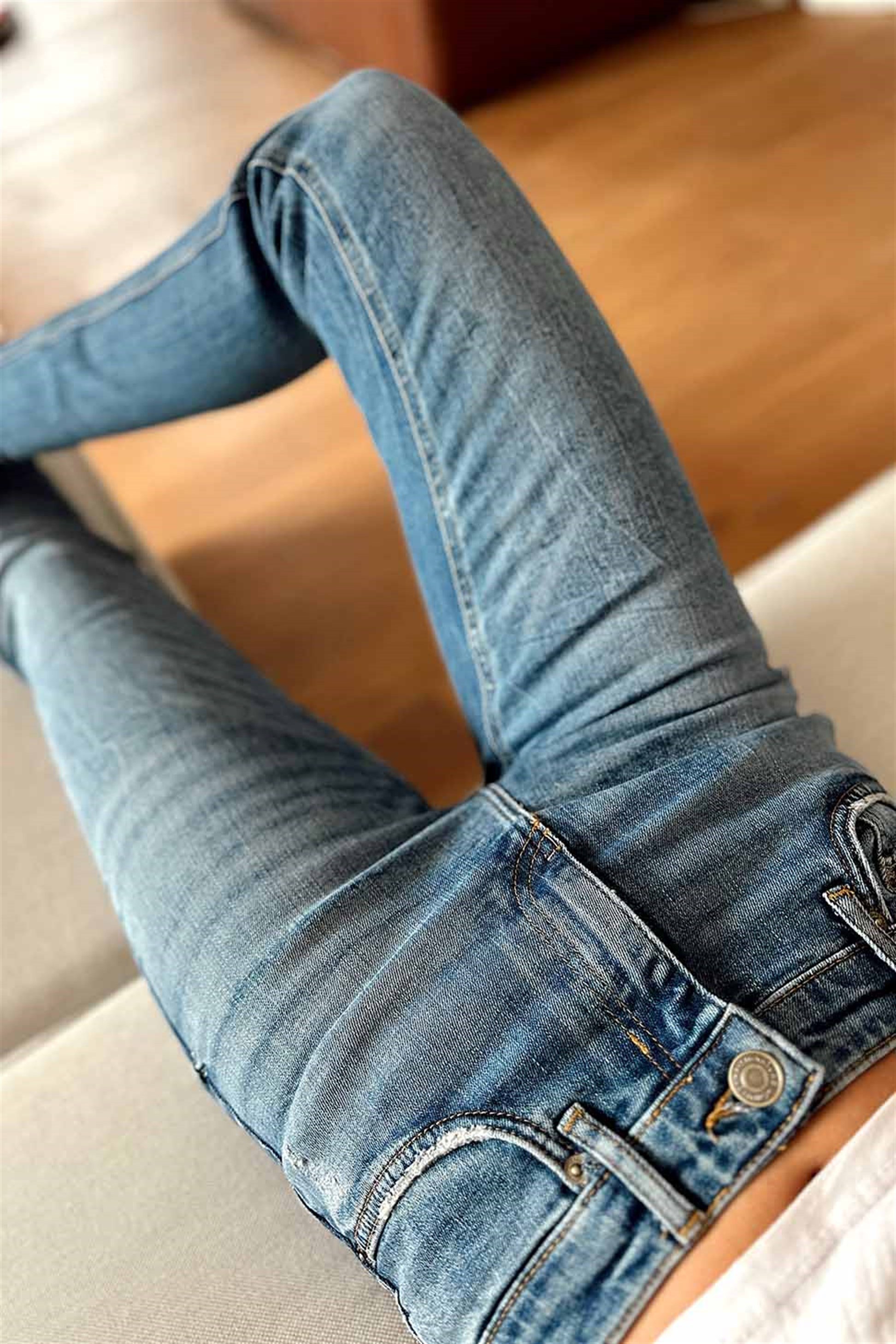 Zra Orjinal Marka Likralı Dar Paça Kadın Jean Pantolon Mavi