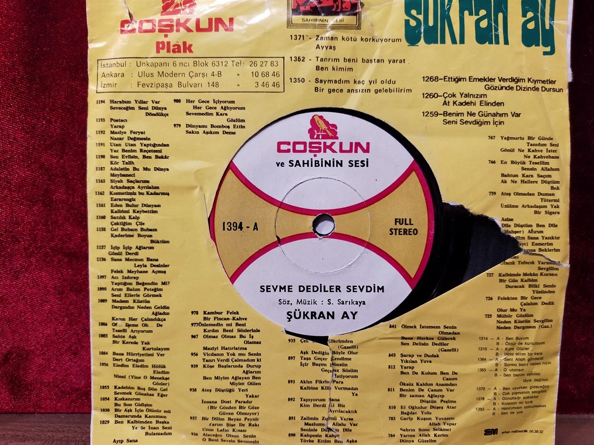 Şükran Ay ‎– Sevme Dediler Sevdim / Ben Geldim Meyhaneci