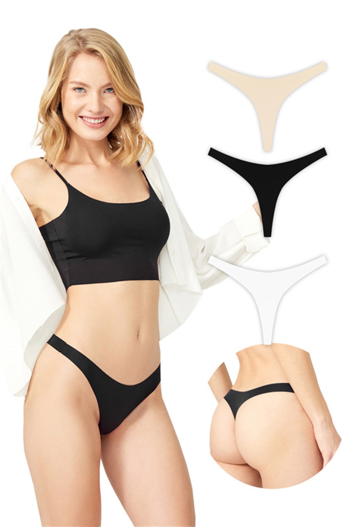 Basic Lazer Kesim Tanga Külot 3'lü Paket - 1