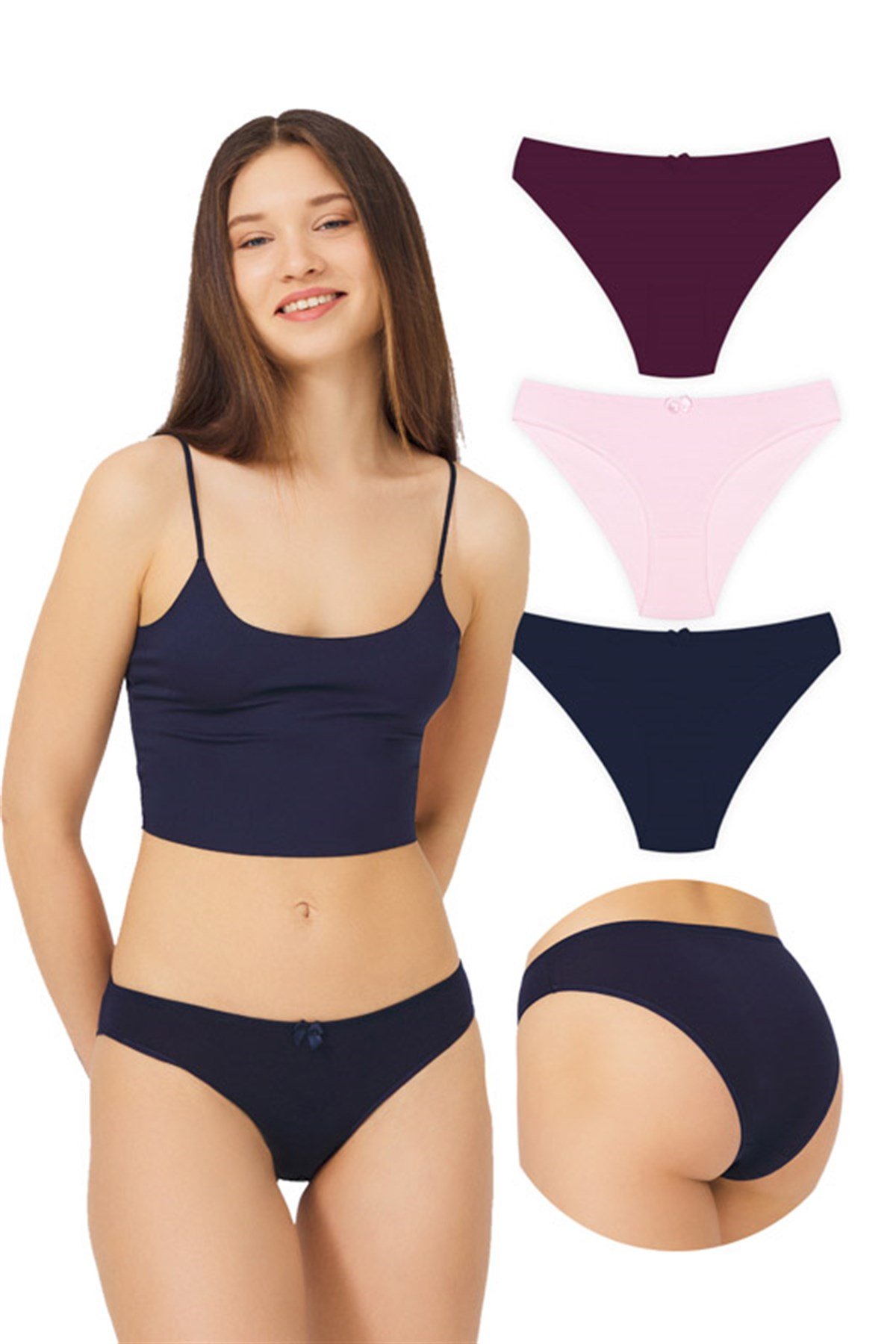 Basic Pamuklu Kadın Bikini Külot 3'lü Paket - 6