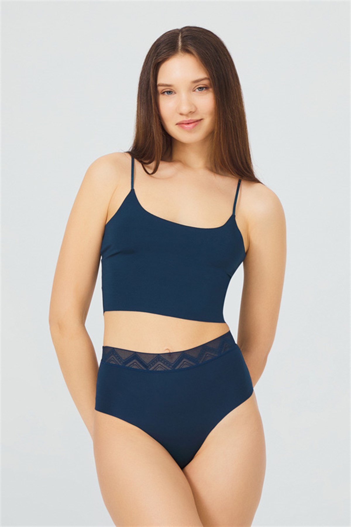 Basic Yüksek Bel Lazer Kesim Bikini Külot 3'lü Paket