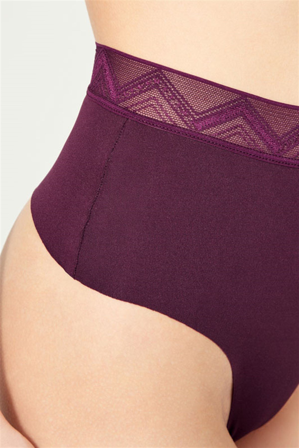 Basic Yüksek Bel Lazer Kesim Tanga Külot 3'lü Paket - 5