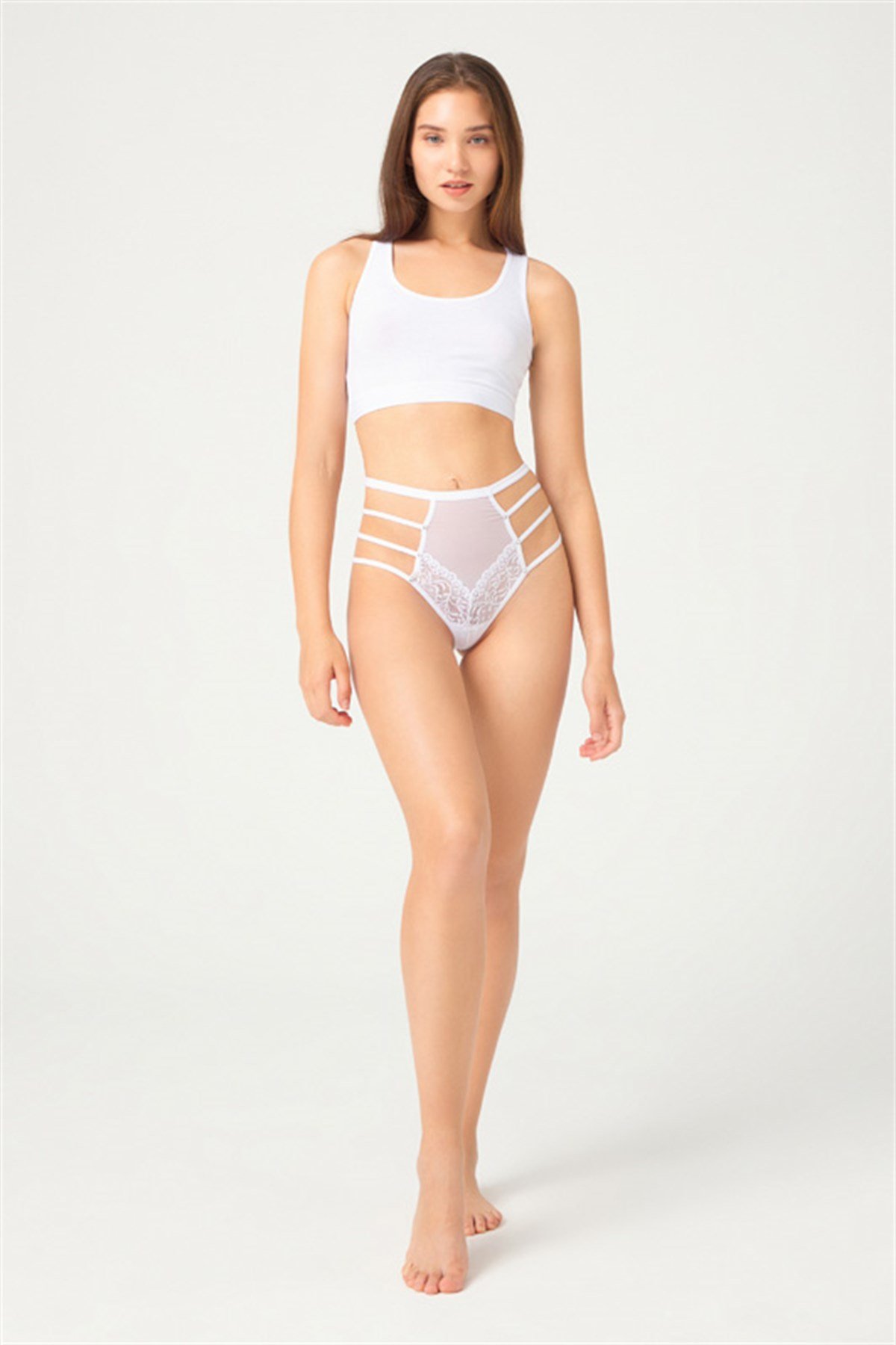 Beyaz Transparan Kadın String Külot