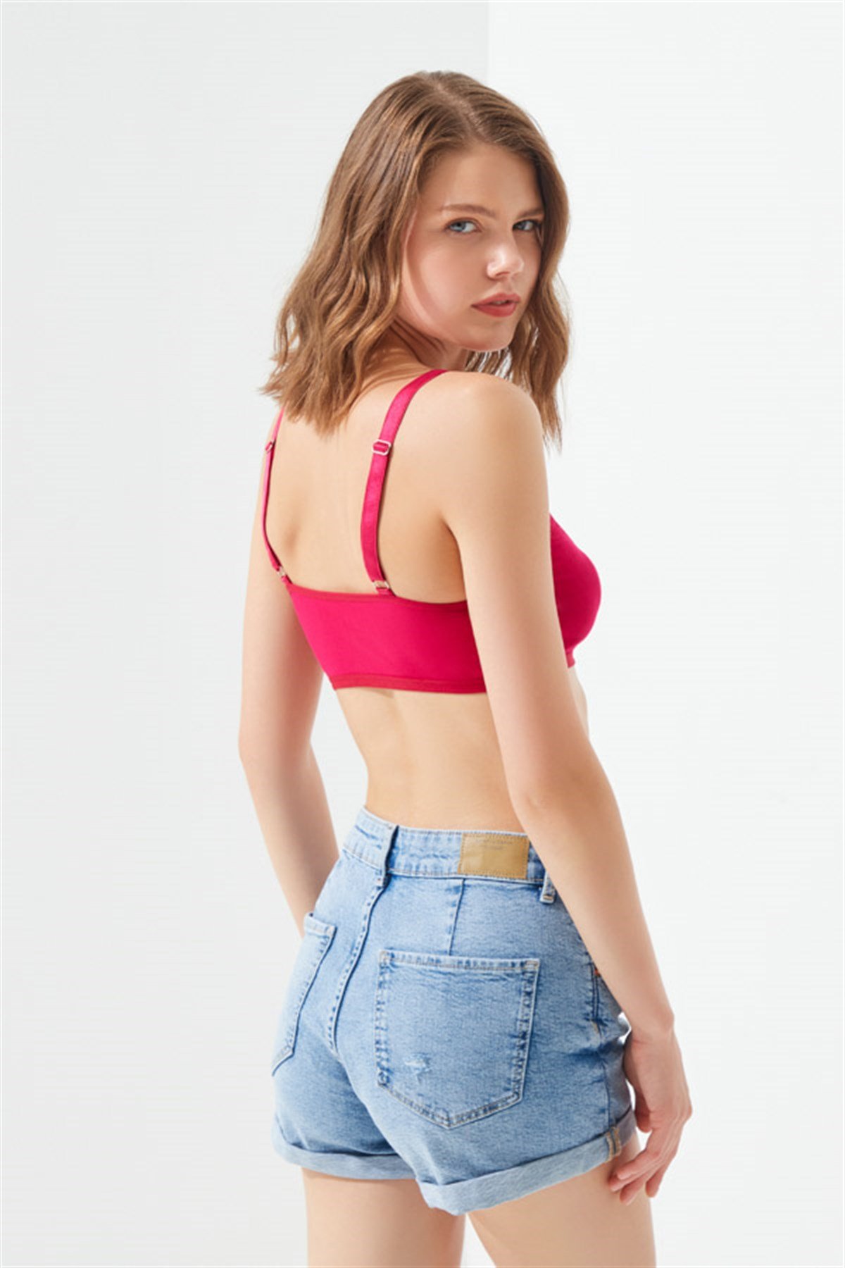 Bordo Pamuklu Ayarlanabilir Askılı Fermuarlı Bralet Büstiyer