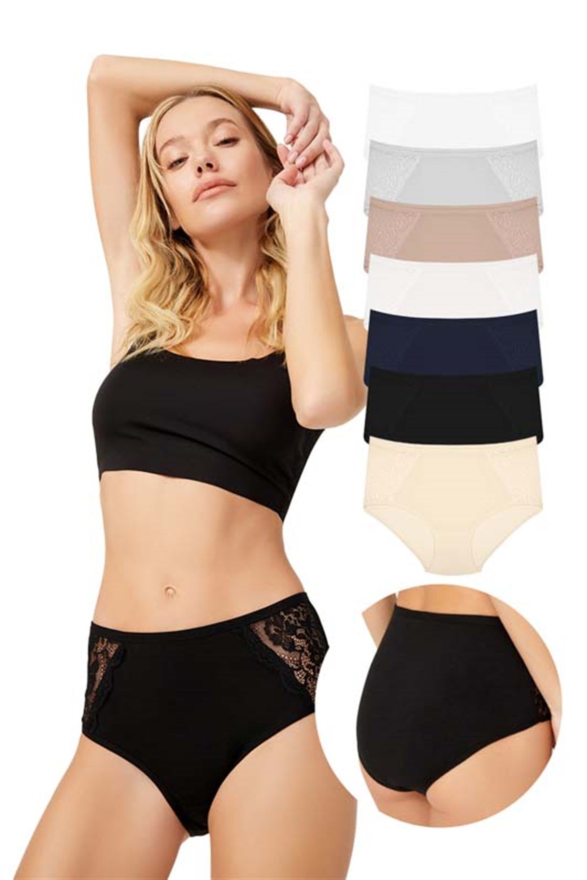 Dantel Detaylı Klasik Pamuklu Bato Külot 7'li Paket