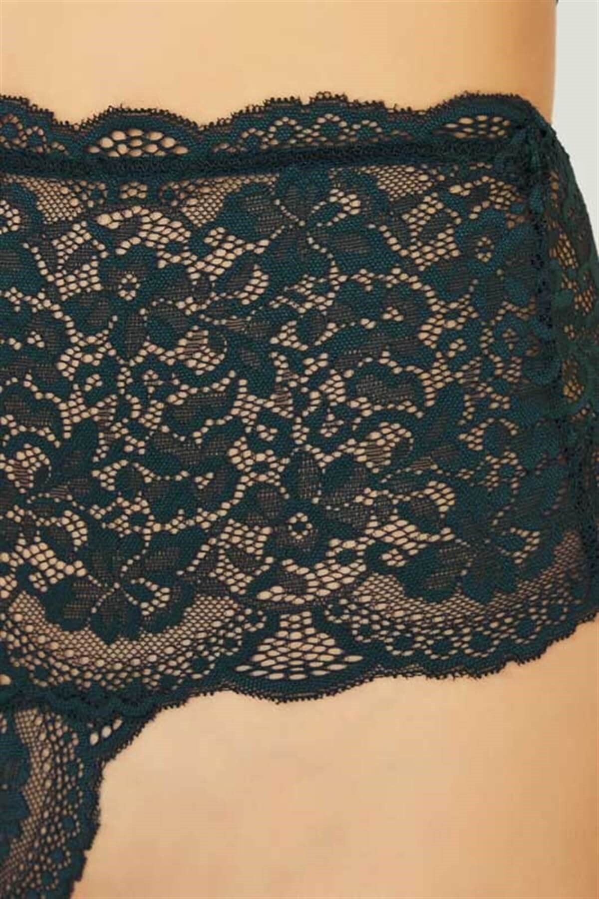 Dantelli Lastik Detaylı Yüksek Bel Kadın Tanga 3'lü Paket Külot - 2