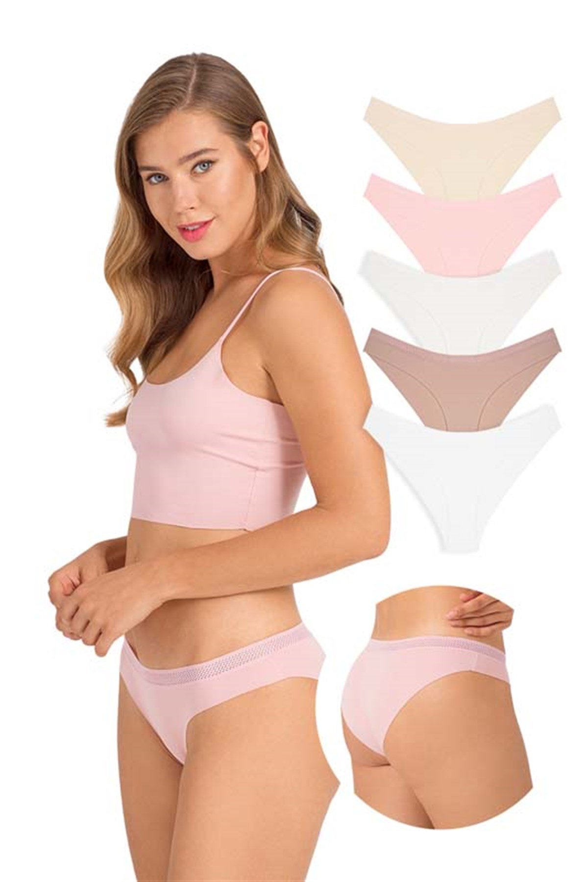 File Lastikli Lazer Kesim Bikini Külot 5'li Paket