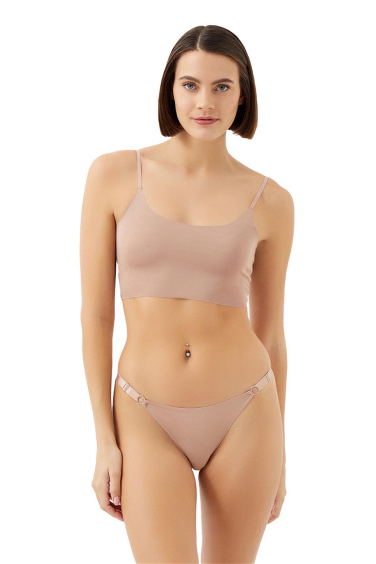Halka Detaylı Ayarlanabilir Lastikli Kadın Tanga Külot 6'lı Paket