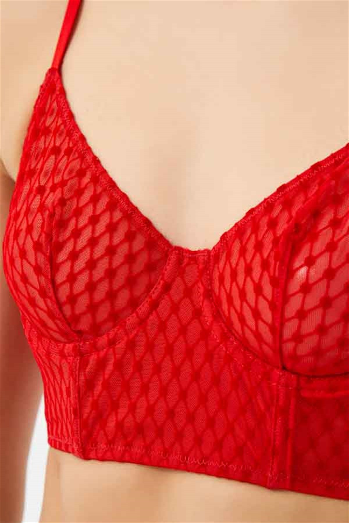 Kırmızı Puantiyeli Kadın Bralet Sütyen