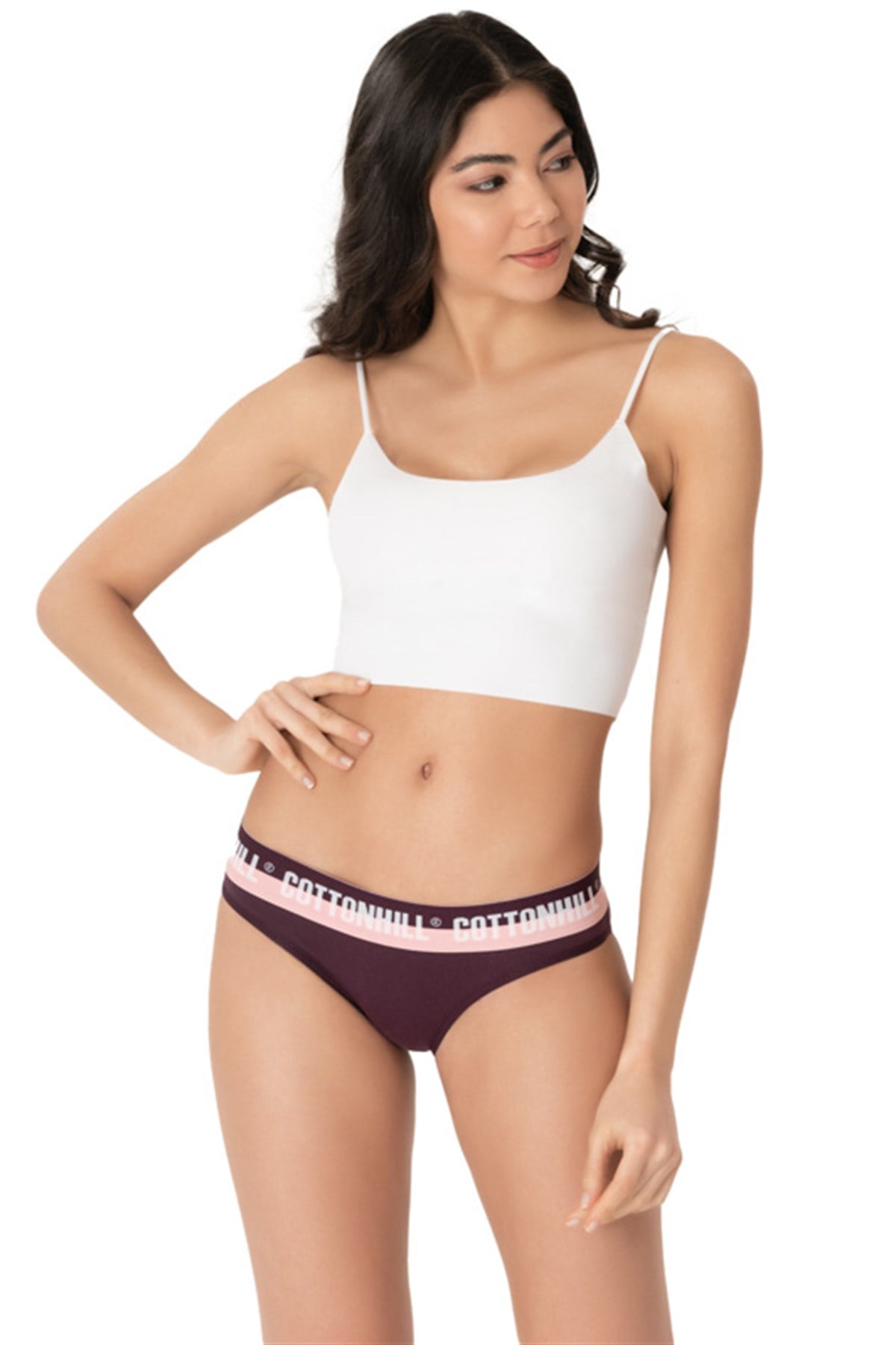 Mürdüm Basic Spor Kalın Lastikli Pamuk Kadın Bikini Külot