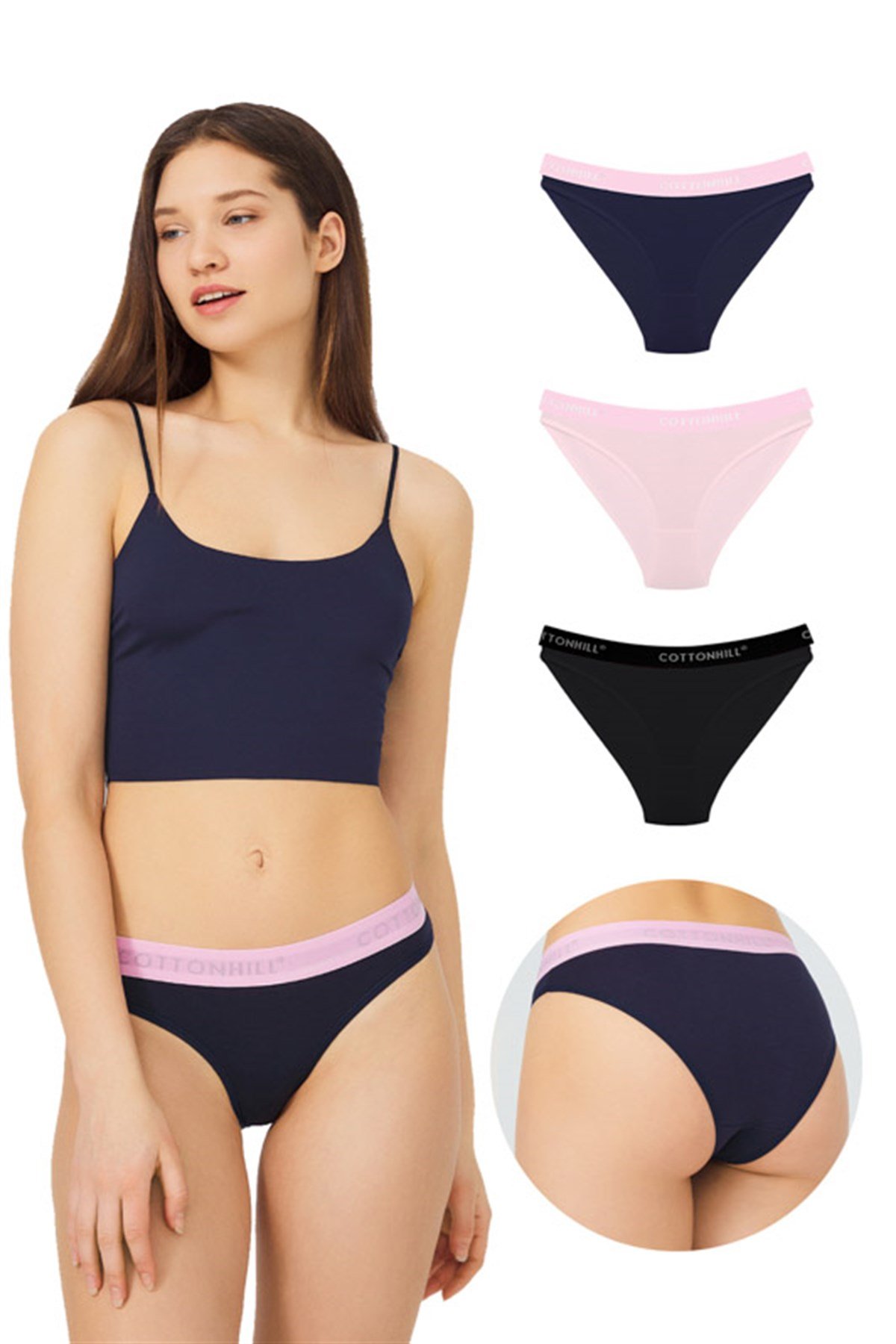 Pamuklu Basic Kadın Bikini Külot 3'lü Paket - 5