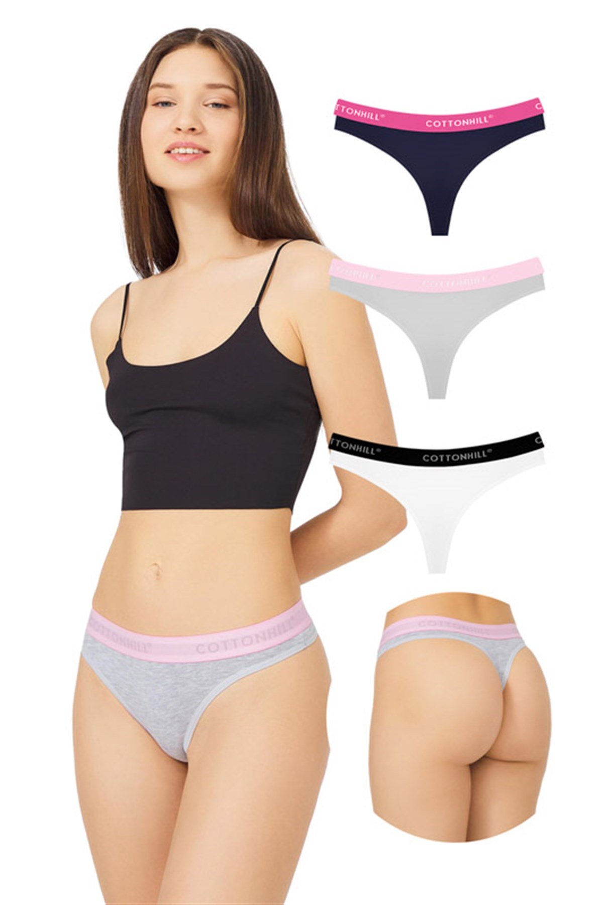 Pamuklu Basic Kadın Tanga Külot 3'lü Paket - 3