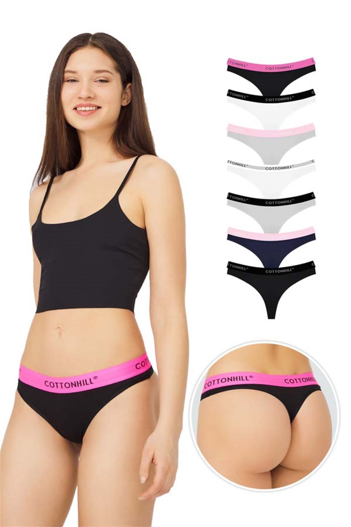 Pamuklu Basic Kadın Tanga Külot 7'li Paket