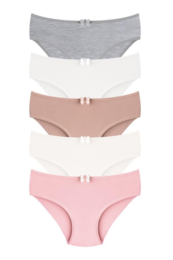 Penye Pamuklu Kız Çocuk Bikini Külot 5'li Paket