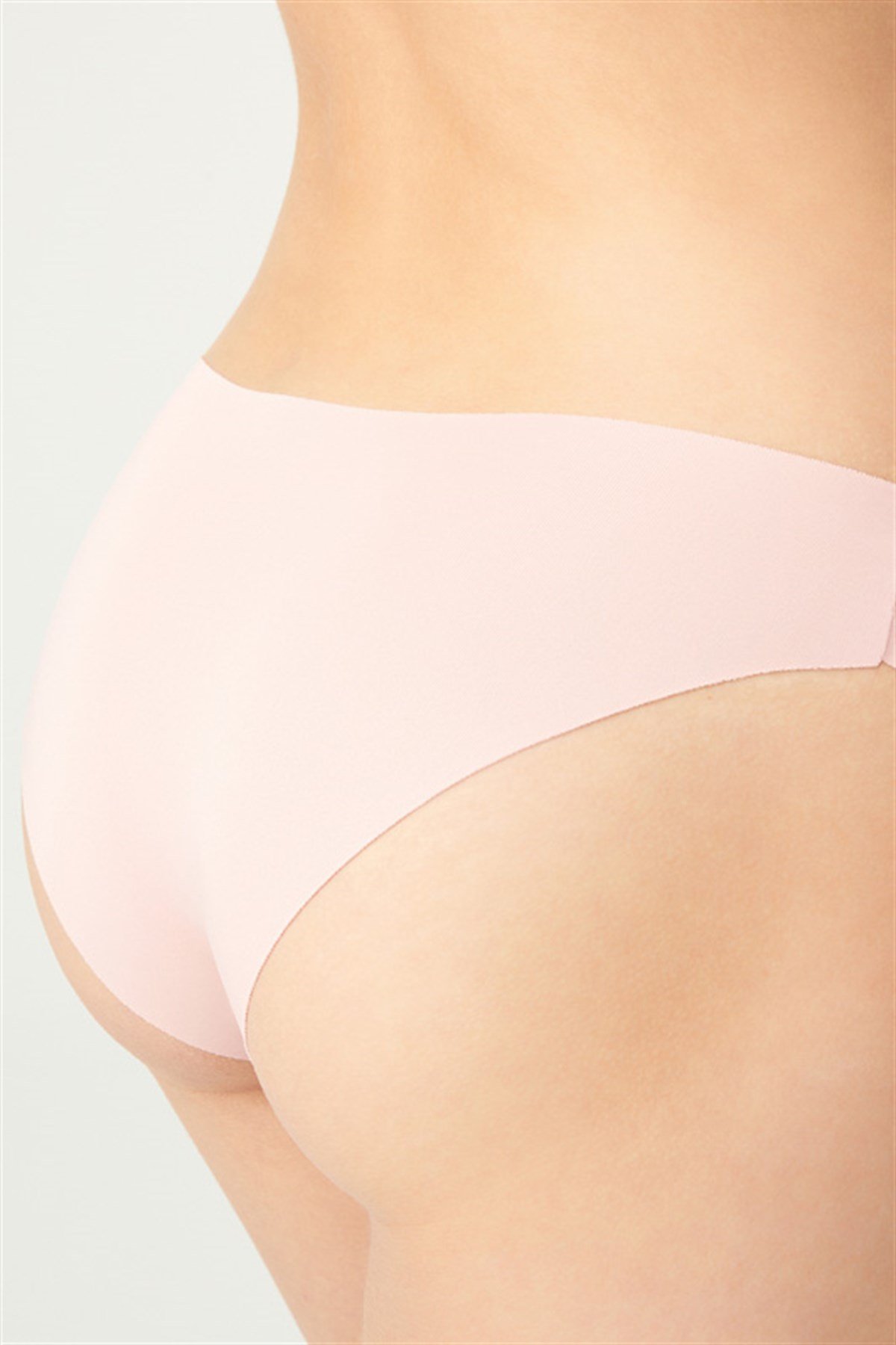 Pudra Klasik Basic Lazer Kesim Kadın Bikini Külot