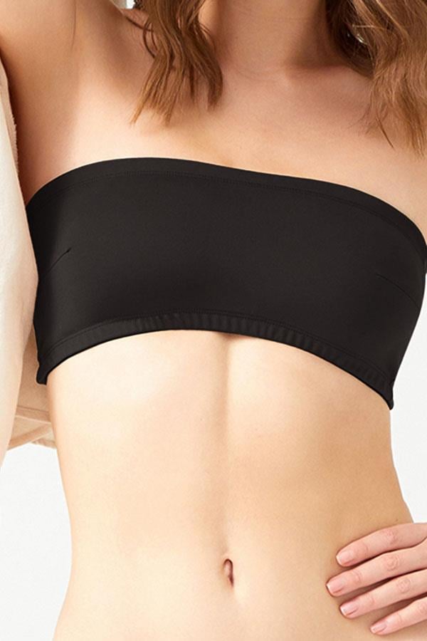 Siyah Straplez Crop Top Büstiyer