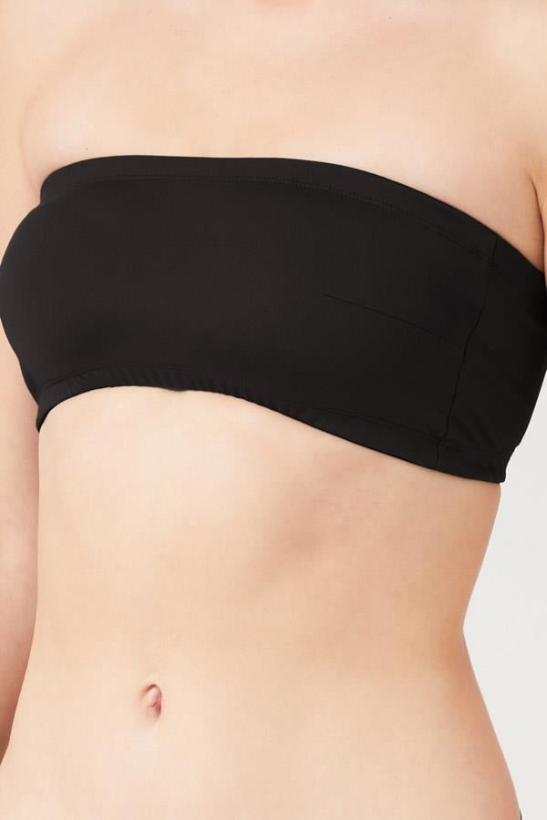 Siyah Straplez Crop Top Büstiyer
