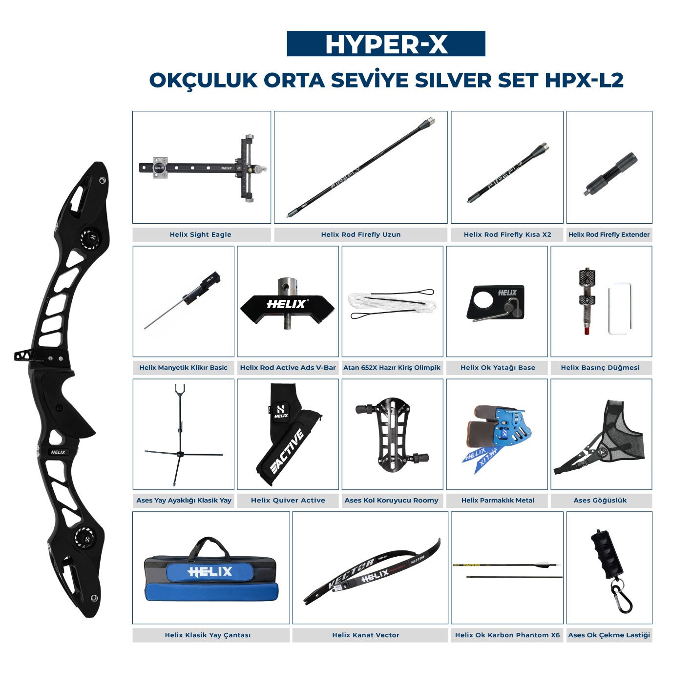 Navek Klasik Yay Orta Seviye Set Hyper-X Silver HPX-L2