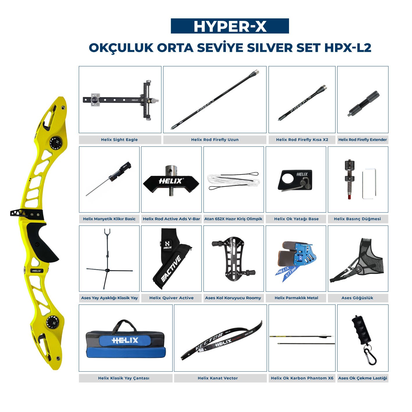 Navek Klasik Yay Orta Seviye Set Hyper-X Silver HPX-L2