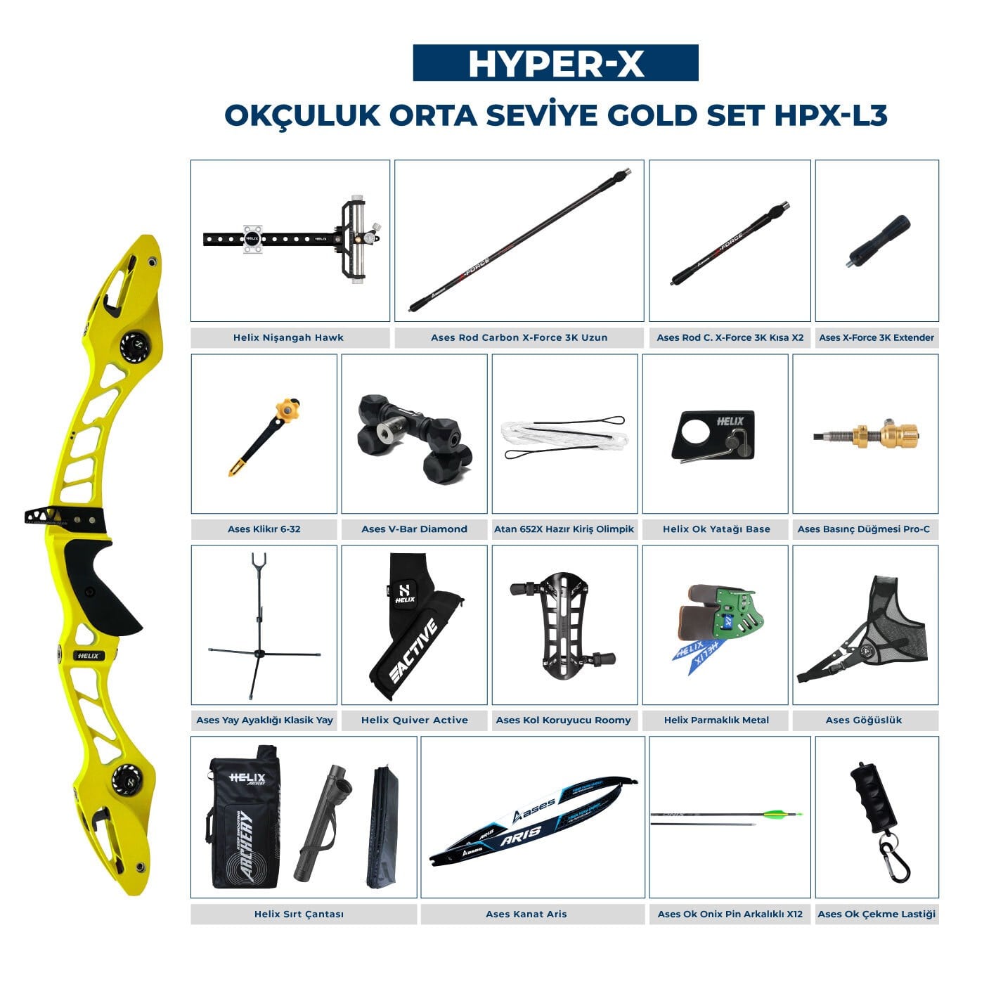 Navek Klasik Yay Orta Seviye Set Hyper-X Gold HPX-L3