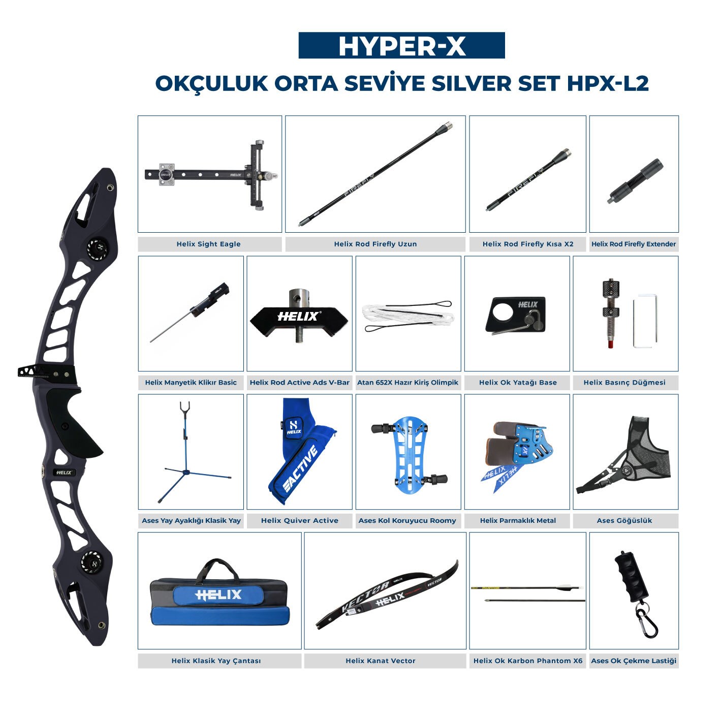 Navek Klasik Yay Orta Seviye Set Hyper-X Silver HPX-L2