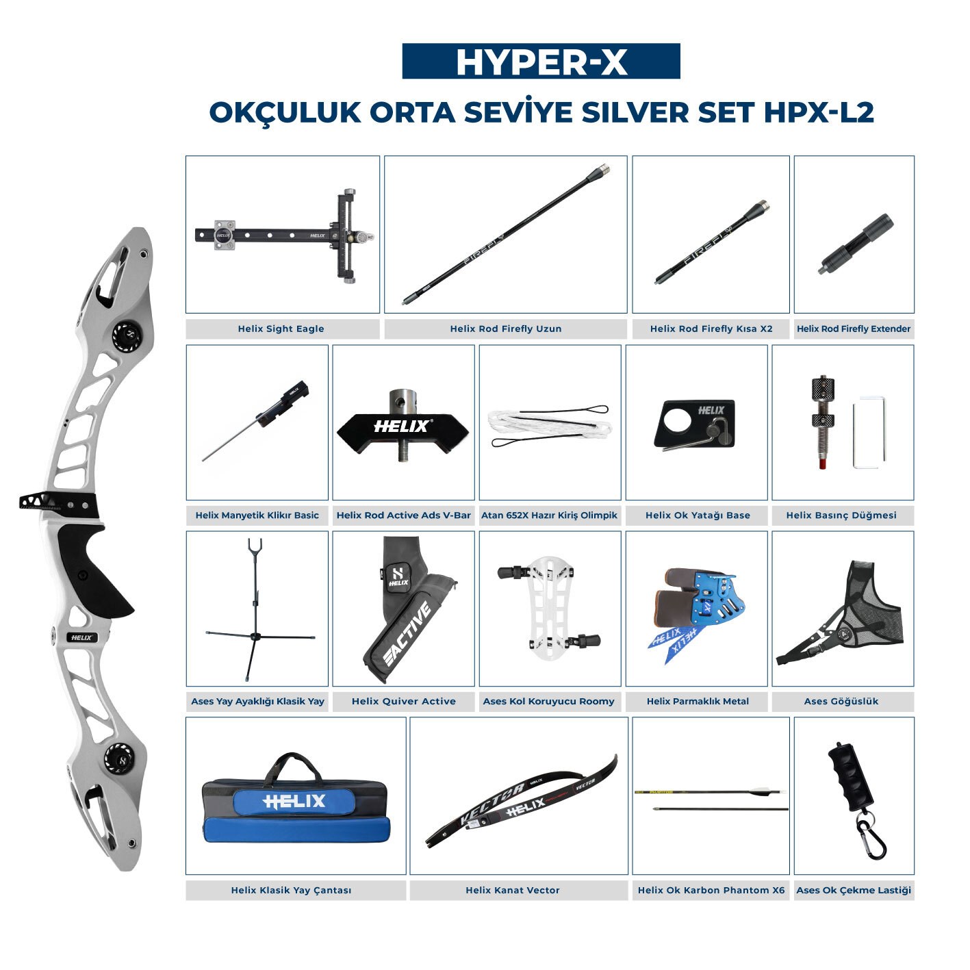 Navek Klasik Yay Orta Seviye Set Hyper-X Silver HPX-L2