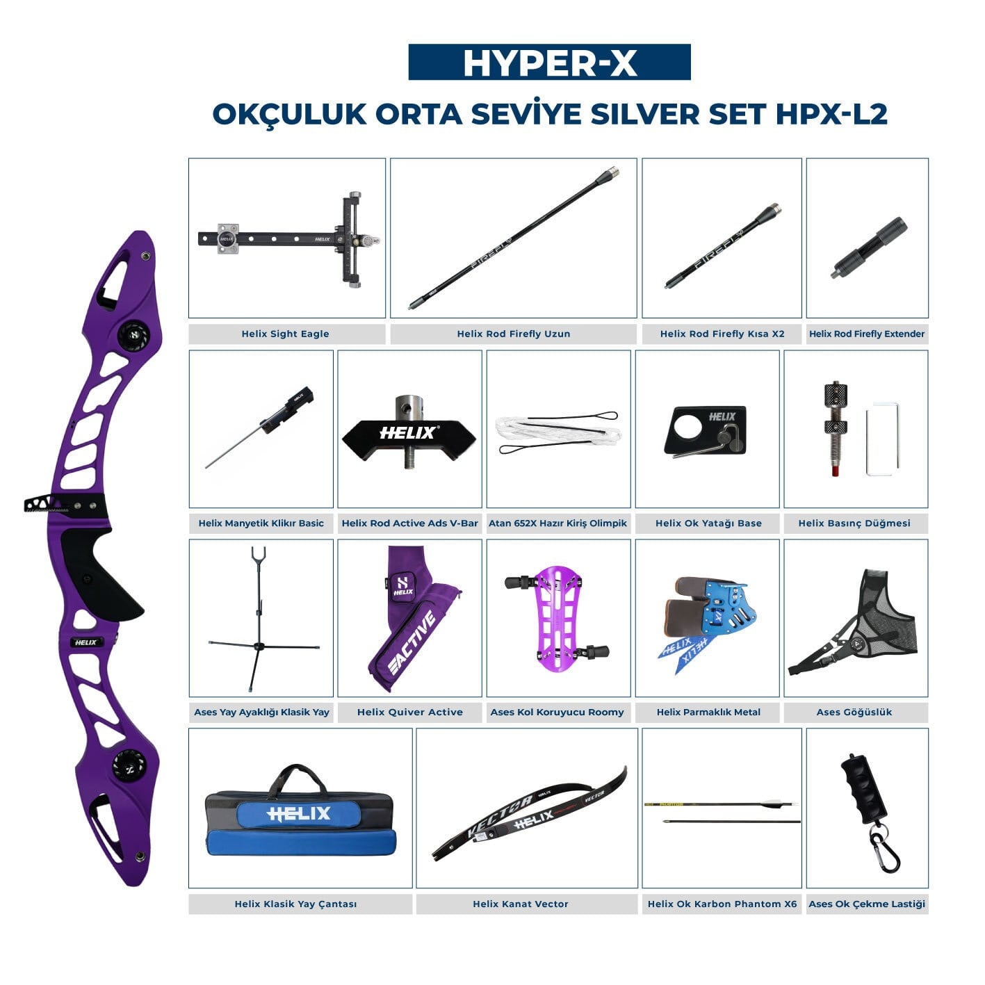 Navek Klasik Yay Orta Seviye Set Hyper-X Silver HPX-L2
