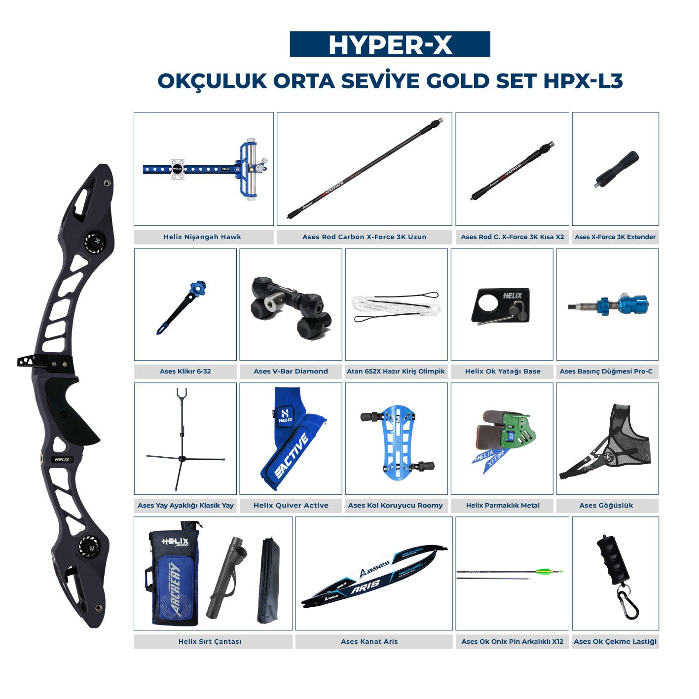 Navek Klasik Yay Orta Seviye Set Hyper-X Gold HPX-L3