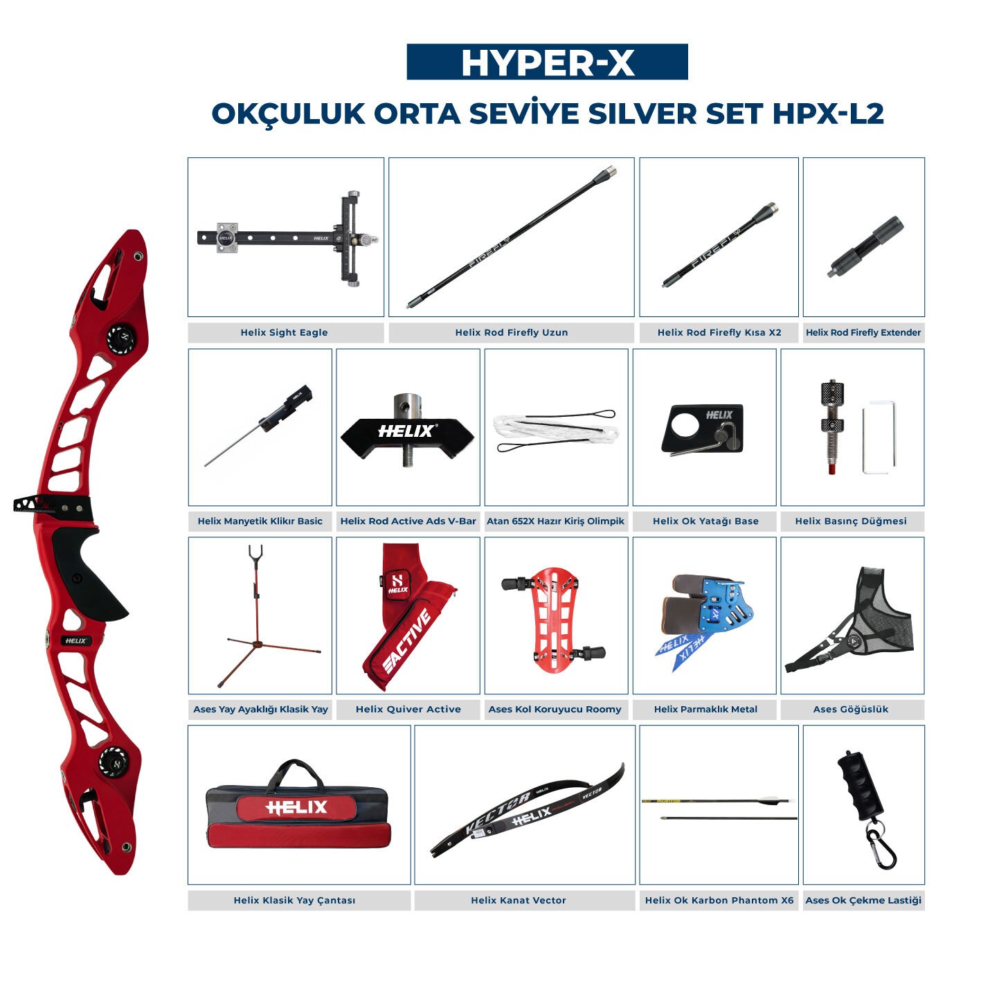 Navek Klasik Yay Orta Seviye Set Hyper-X Silver HPX-L2