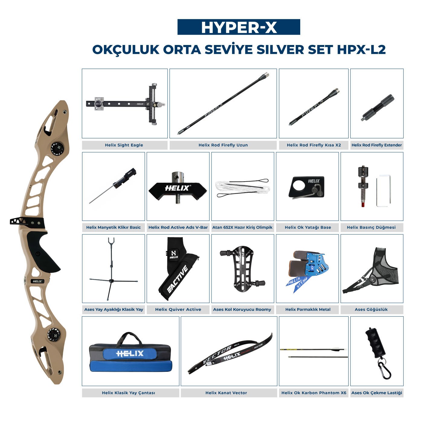 Navek Klasik Yay Orta Seviye Set Hyper-X Silver HPX-L2