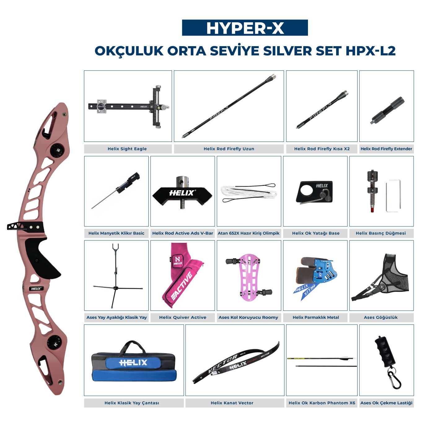 Navek Klasik Yay Orta Seviye Set Hyper-X Silver HPX-L2